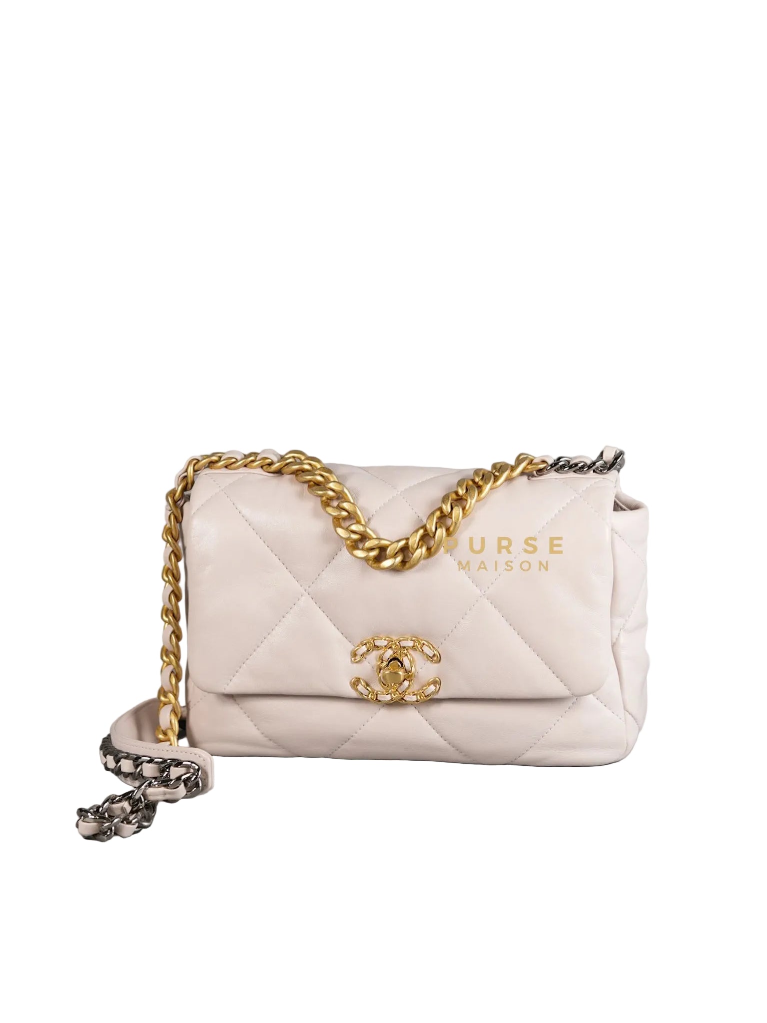 19 Small in Pale Pink Lambskin and Mix Hardware (Microchip) | Purse Maison Luxury Bags Shop
