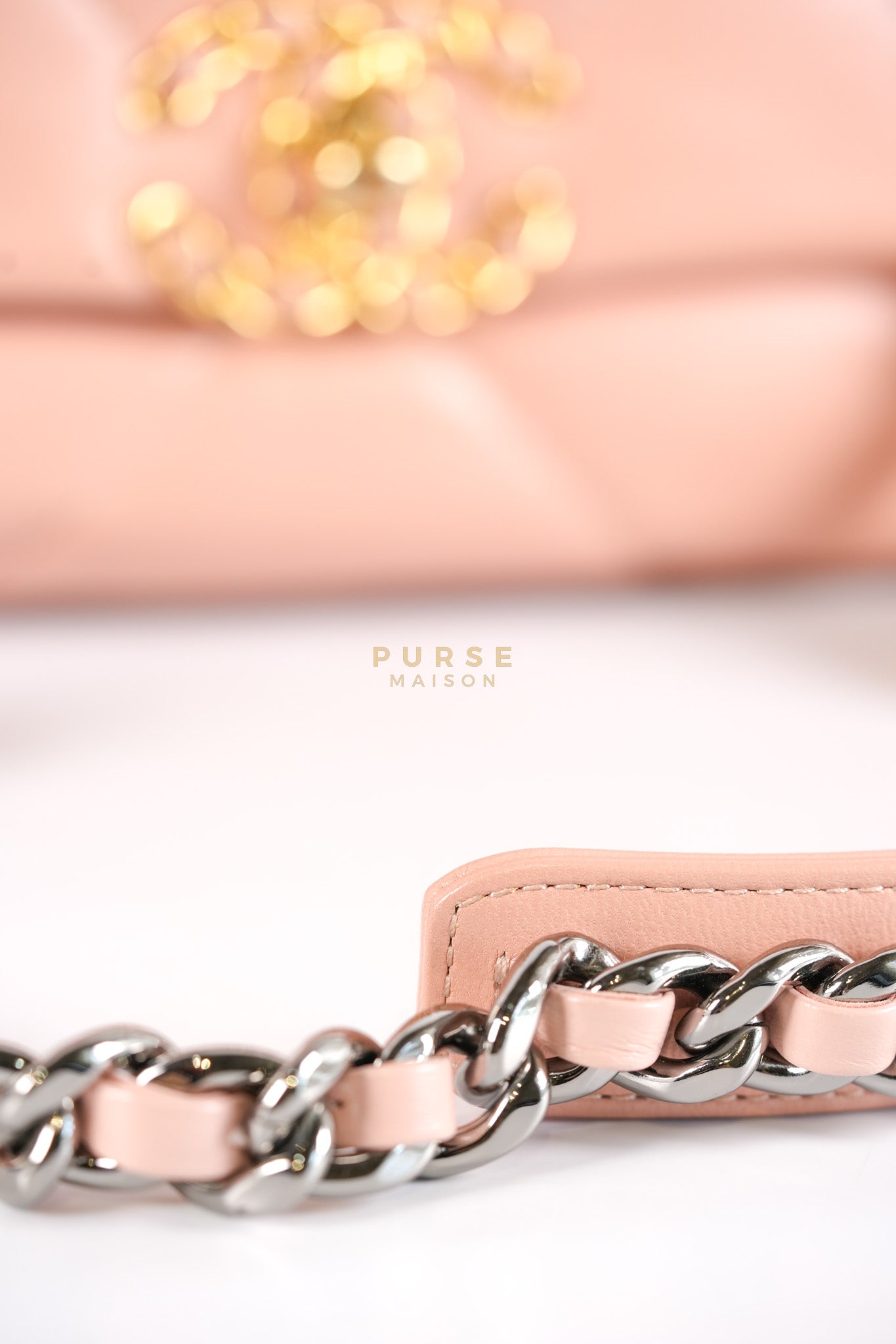 19 Small in Pink Quilted Lambskin Leather and Mixed Hardware Series 29 | Purse Maison Luxury Bags Shop
