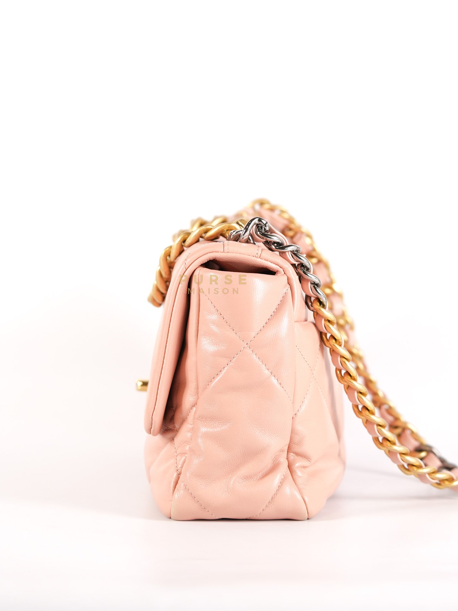 19 Small in Pink Quilted Lambskin Leather and Mixed Hardware Series 29 | Purse Maison Luxury Bags Shop