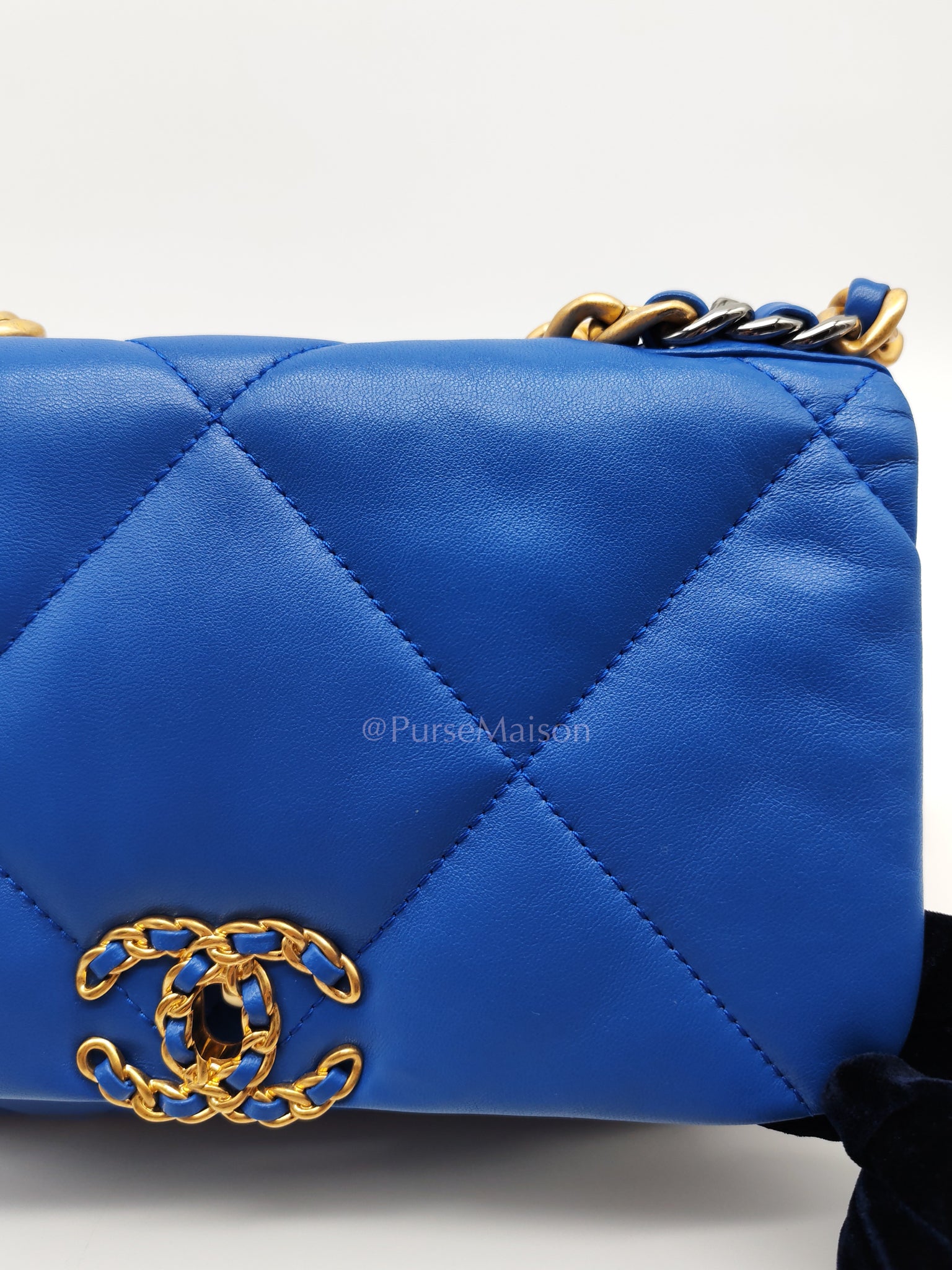 19 Small in Royal Blue Quilted Lambskin Leather and Mixed Hardware (Microchip) | Purse Maison Luxury Bags Shop