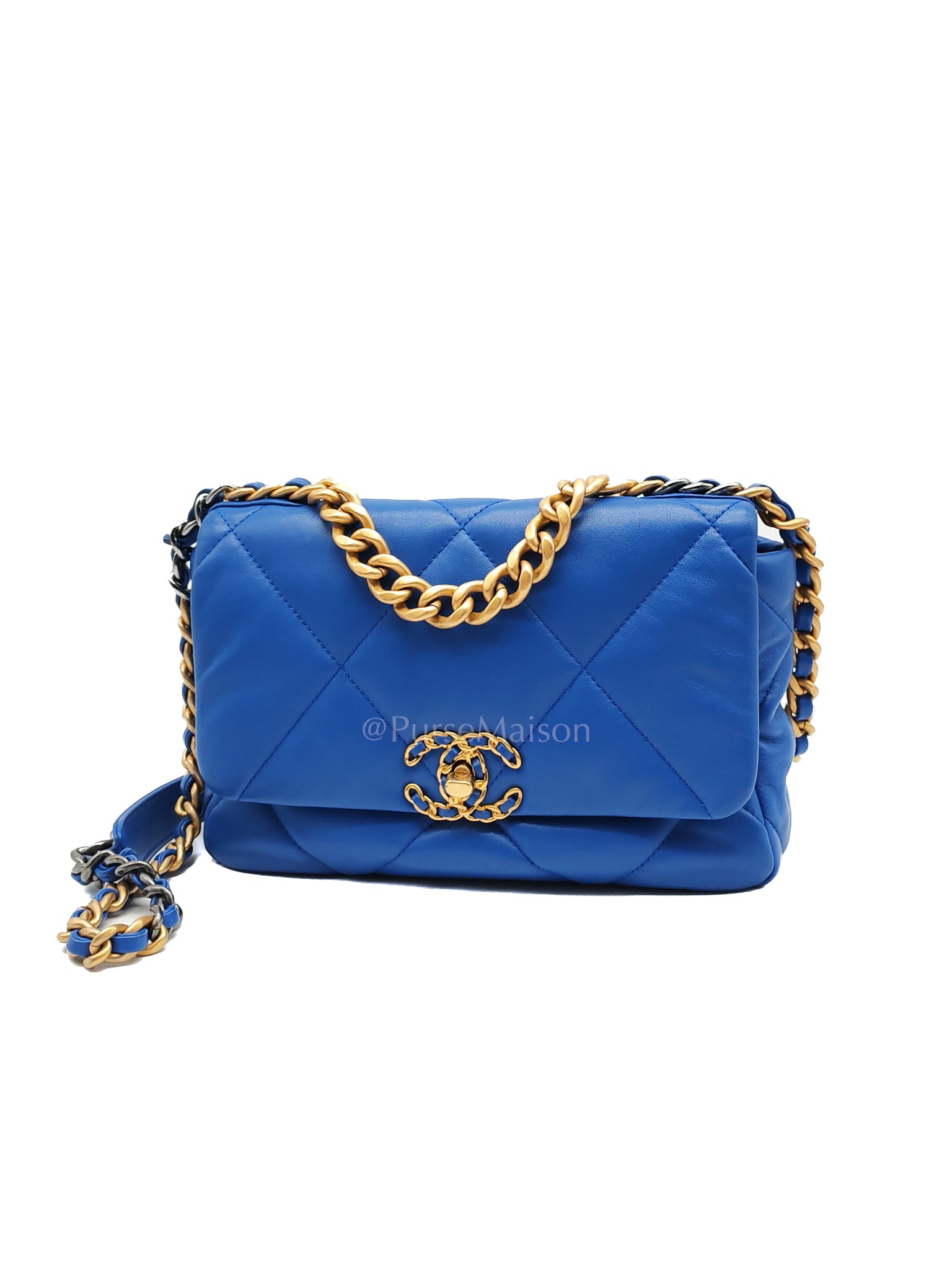 19 Small in Royal Blue Quilted Lambskin Leather and Mixed Hardware (Microchip) | Purse Maison Luxury Bags Shop