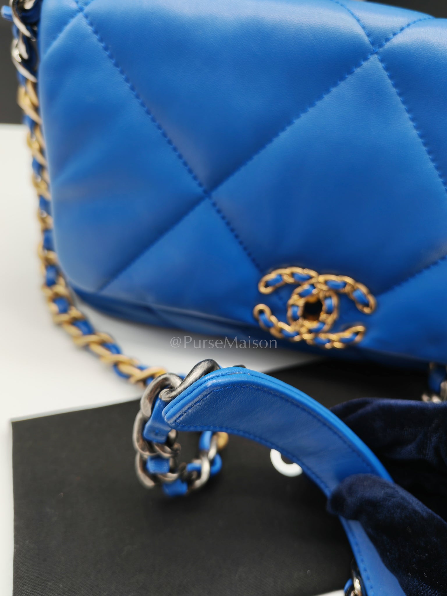 19 Small in Royal Blue Quilted Lambskin Leather and Mixed Hardware (Microchip) | Purse Maison Luxury Bags Shop