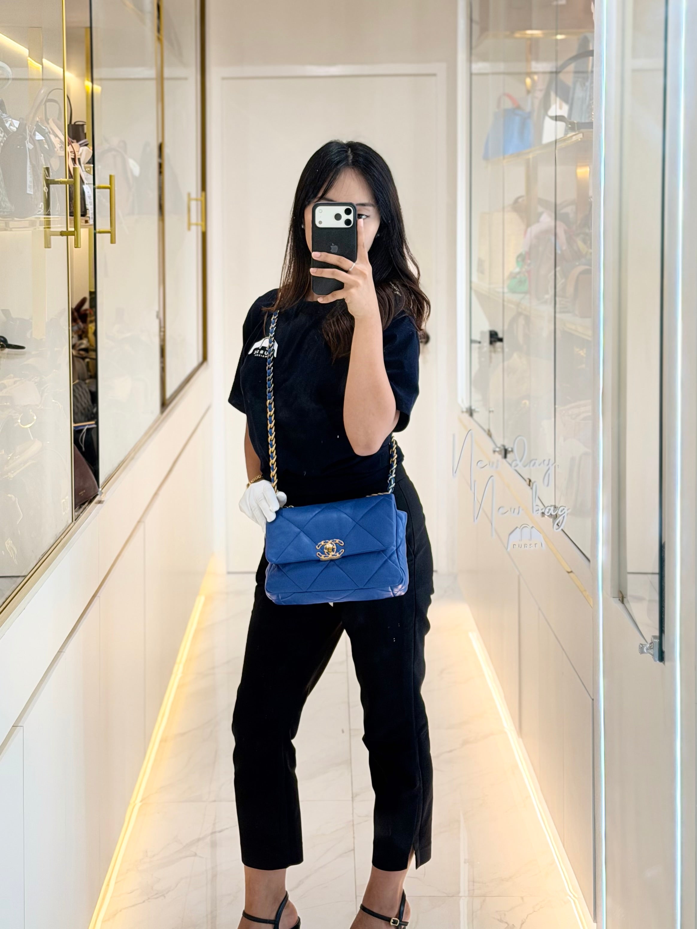 19 Small in Royal Blue Quilted Lambskin Leather and Mixed Hardware (Microchip) | Purse Maison Luxury Bags Shop