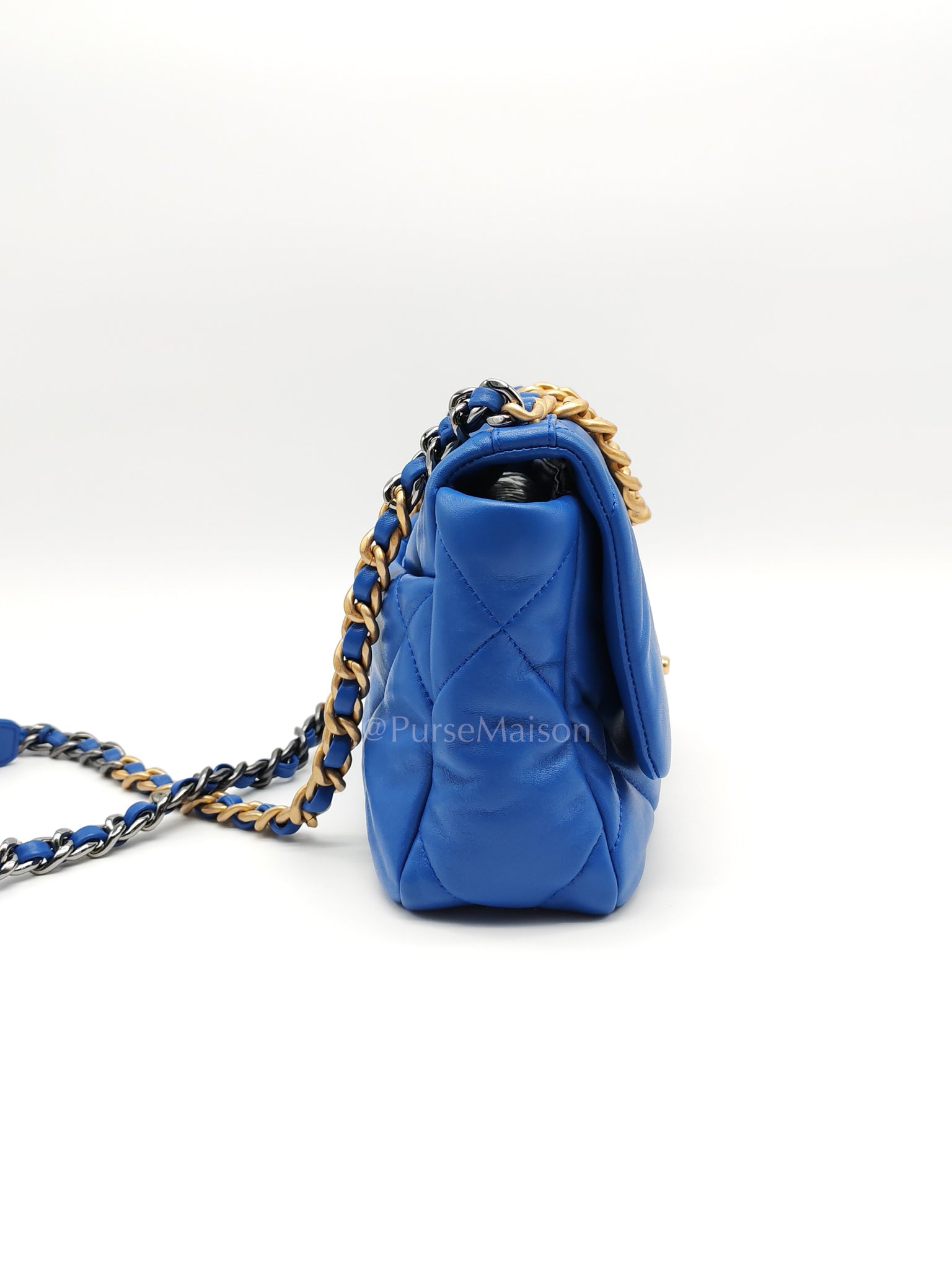 19 Small in Royal Blue Quilted Lambskin Leather and Mixed Hardware (Microchip) | Purse Maison Luxury Bags Shop