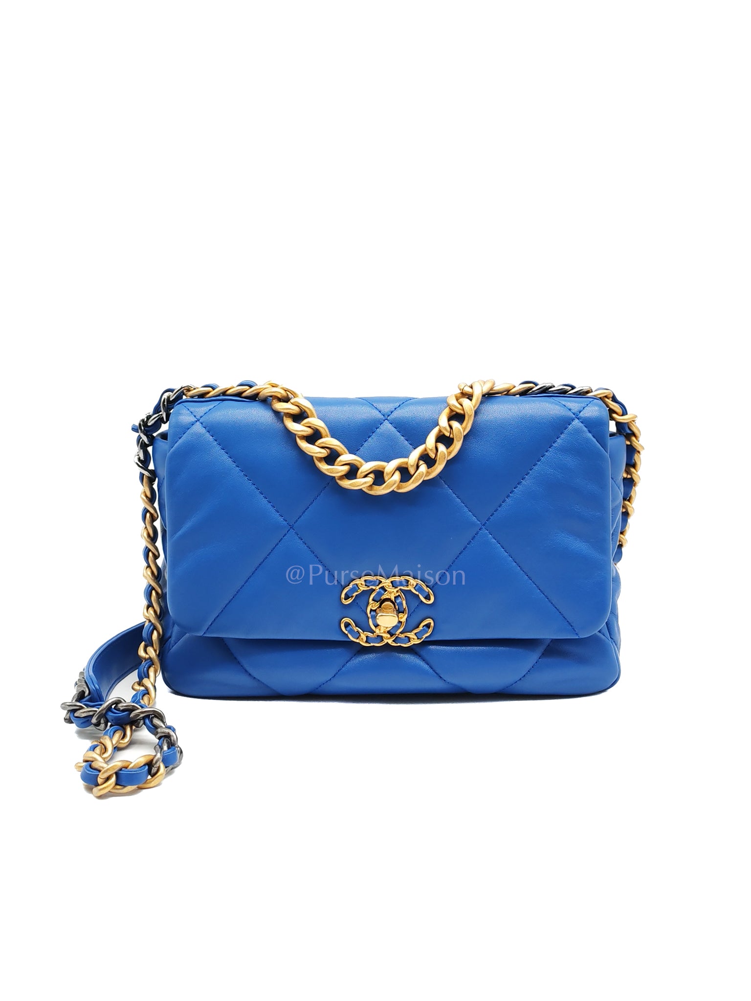 19 Small in Royal Blue Quilted Lambskin Leather and Mixed Hardware (Microchip) | Purse Maison Luxury Bags Shop