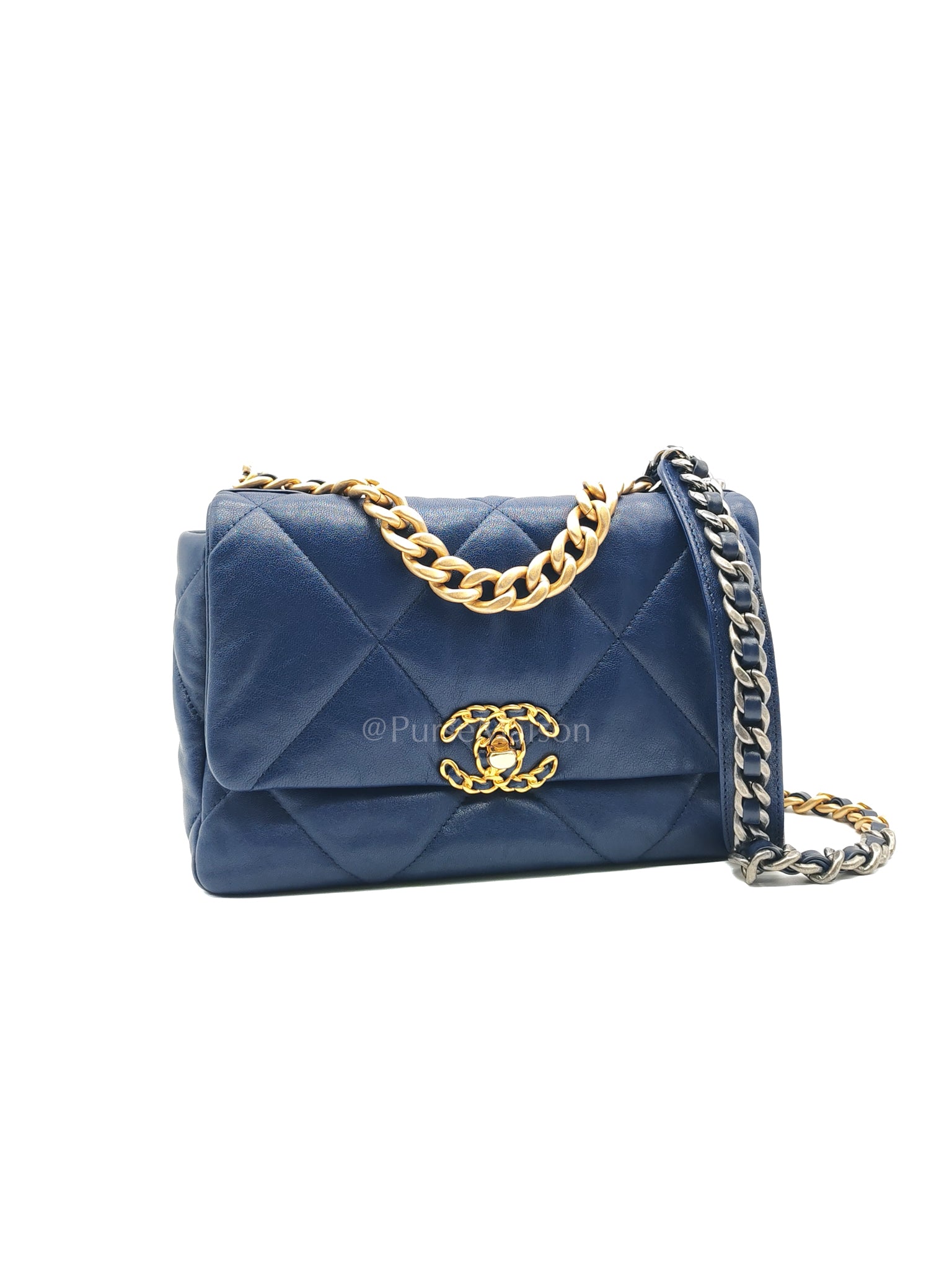 19 Small in Royal Blue Quilted Lambskin Leather and Mixed Hardware Series 29 | Purse Maison Luxury Bags Shop