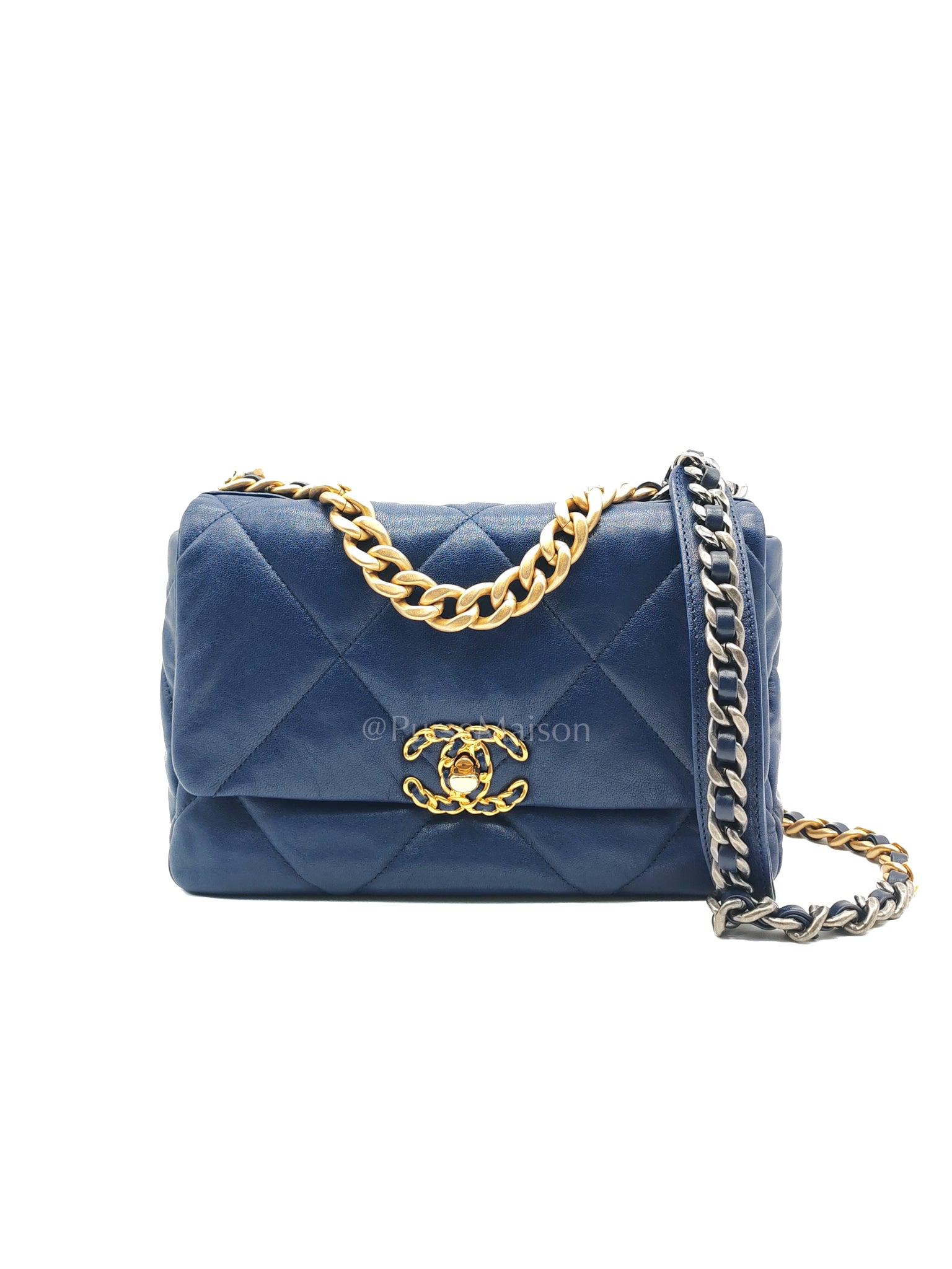 19 Small in Royal Blue Quilted Lambskin Leather and Mixed Hardware Series 29 | Purse Maison Luxury Bags Shop