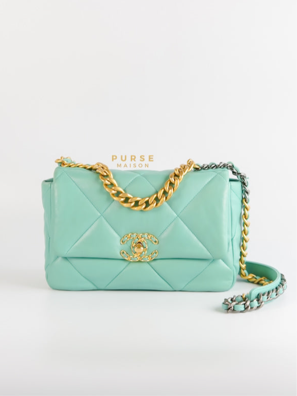 19 Tiffany Blue Lambskin in Gold Hardware Series 31 | Purse Maison Luxury Bags Shop