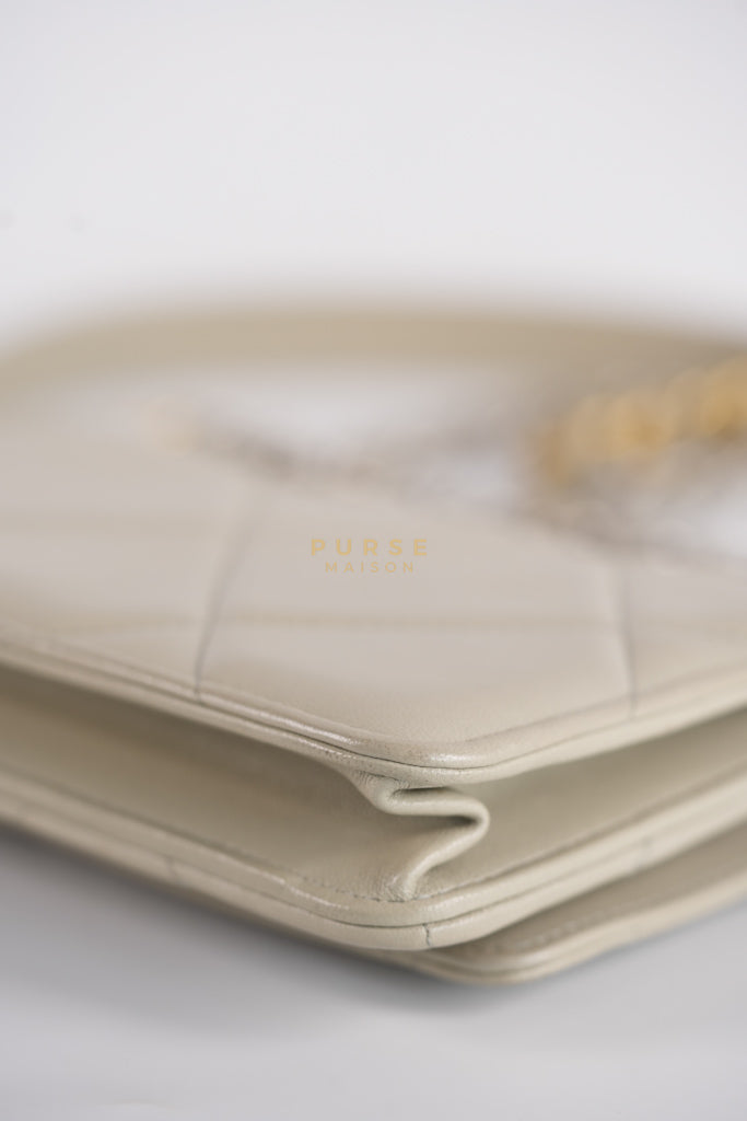 19 Wallet on Chain Light Gray in Mixed Hardware (Microchip) | Purse Maison Luxury Bags Shop