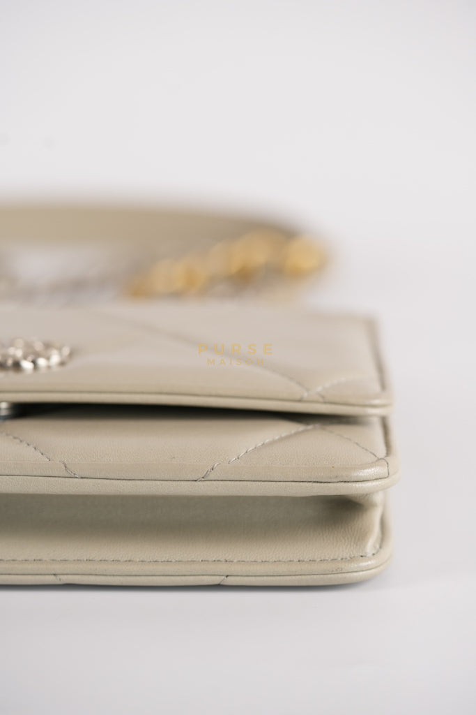 19 Wallet on Chain Light Gray in Mixed Hardware (Microchip) | Purse Maison Luxury Bags Shop