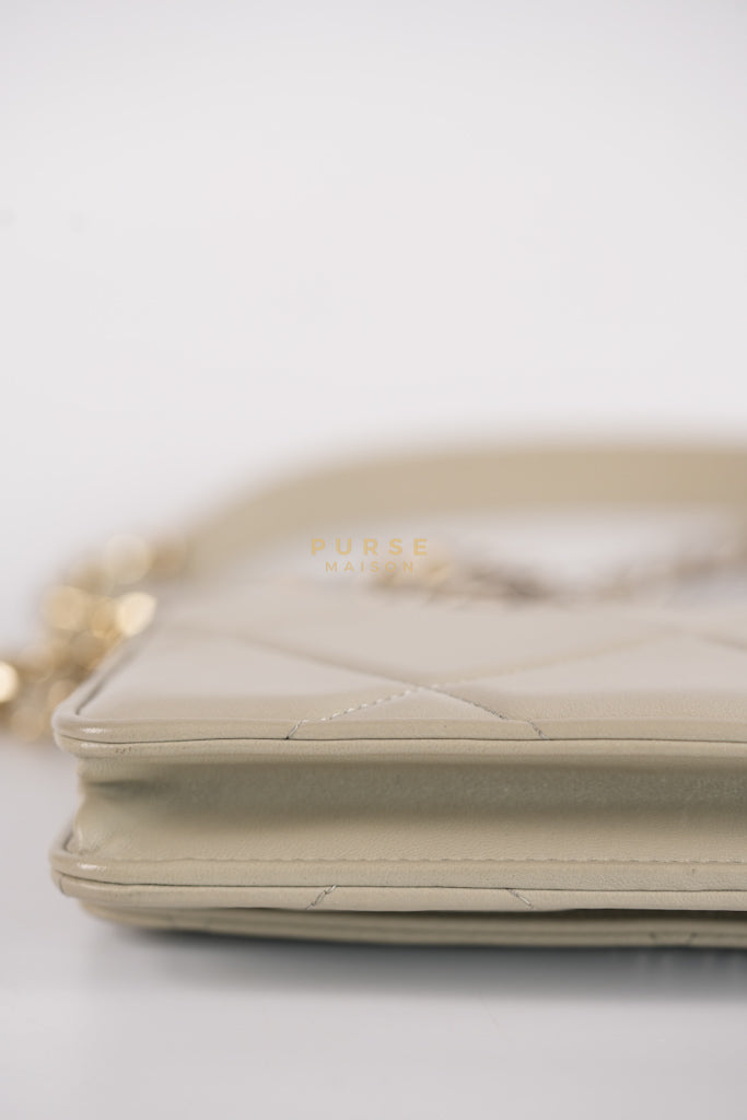 19 Wallet on Chain Light Gray in Mixed Hardware (Microchip) | Purse Maison Luxury Bags Shop