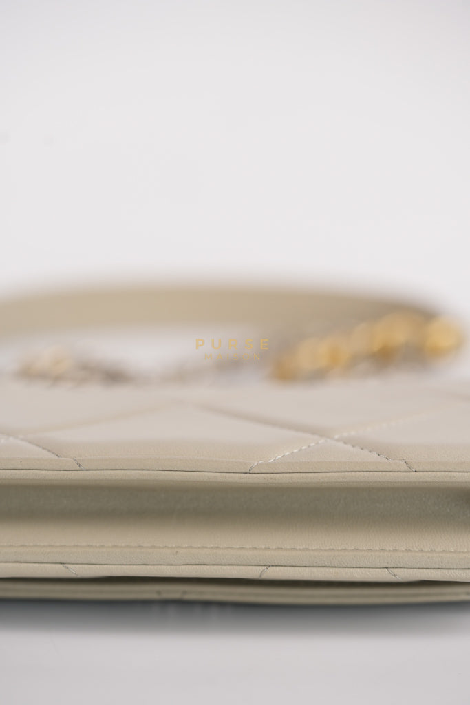 19 Wallet on Chain Light Gray in Mixed Hardware (Microchip) | Purse Maison Luxury Bags Shop