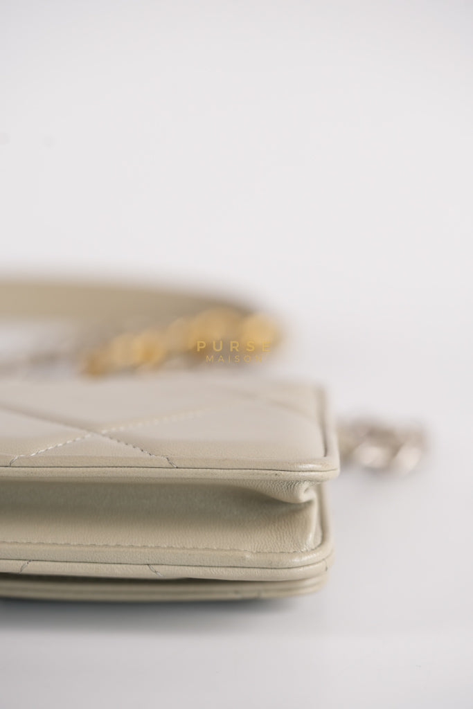 19 Wallet on Chain Light Gray in Mixed Hardware (Microchip) | Purse Maison Luxury Bags Shop