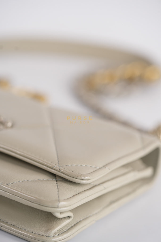 19 Wallet on Chain Light Gray in Mixed Hardware (Microchip) | Purse Maison Luxury Bags Shop