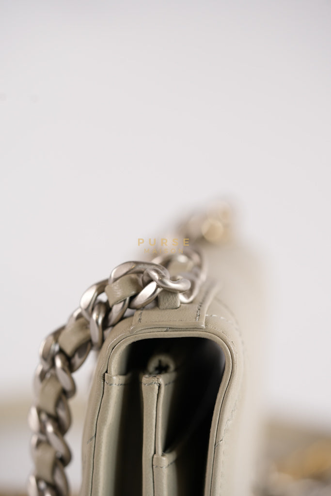 19 Wallet on Chain Light Gray in Mixed Hardware (Microchip) | Purse Maison Luxury Bags Shop