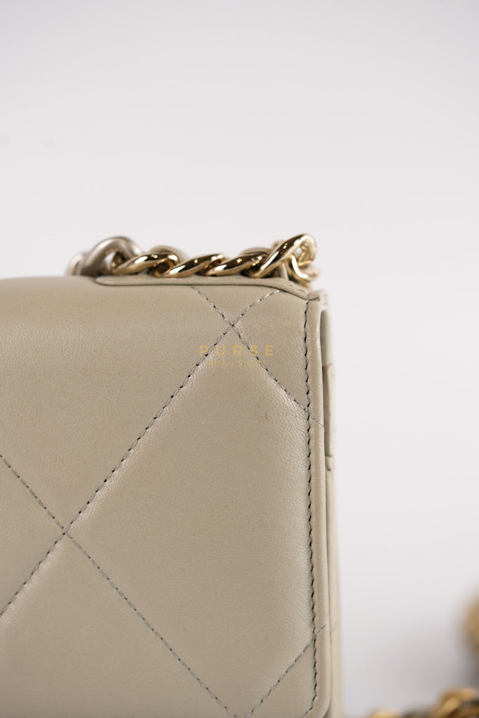 19 Wallet on Chain Light Gray in Mixed Hardware (Microchip) | Purse Maison Luxury Bags Shop