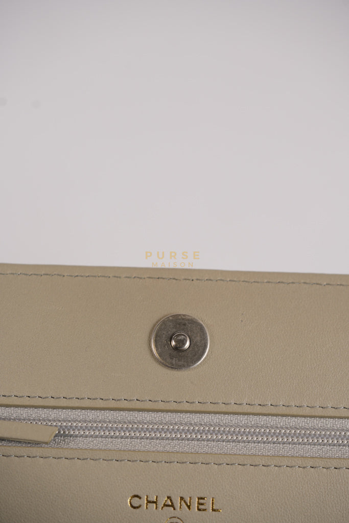 19 Wallet on Chain Light Gray in Mixed Hardware (Microchip) | Purse Maison Luxury Bags Shop