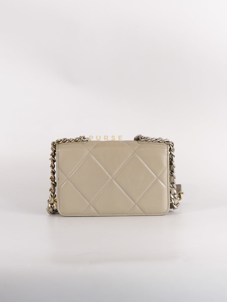 19 Wallet on Chain Light Gray in Mixed Hardware (Microchip) | Purse Maison Luxury Bags Shop