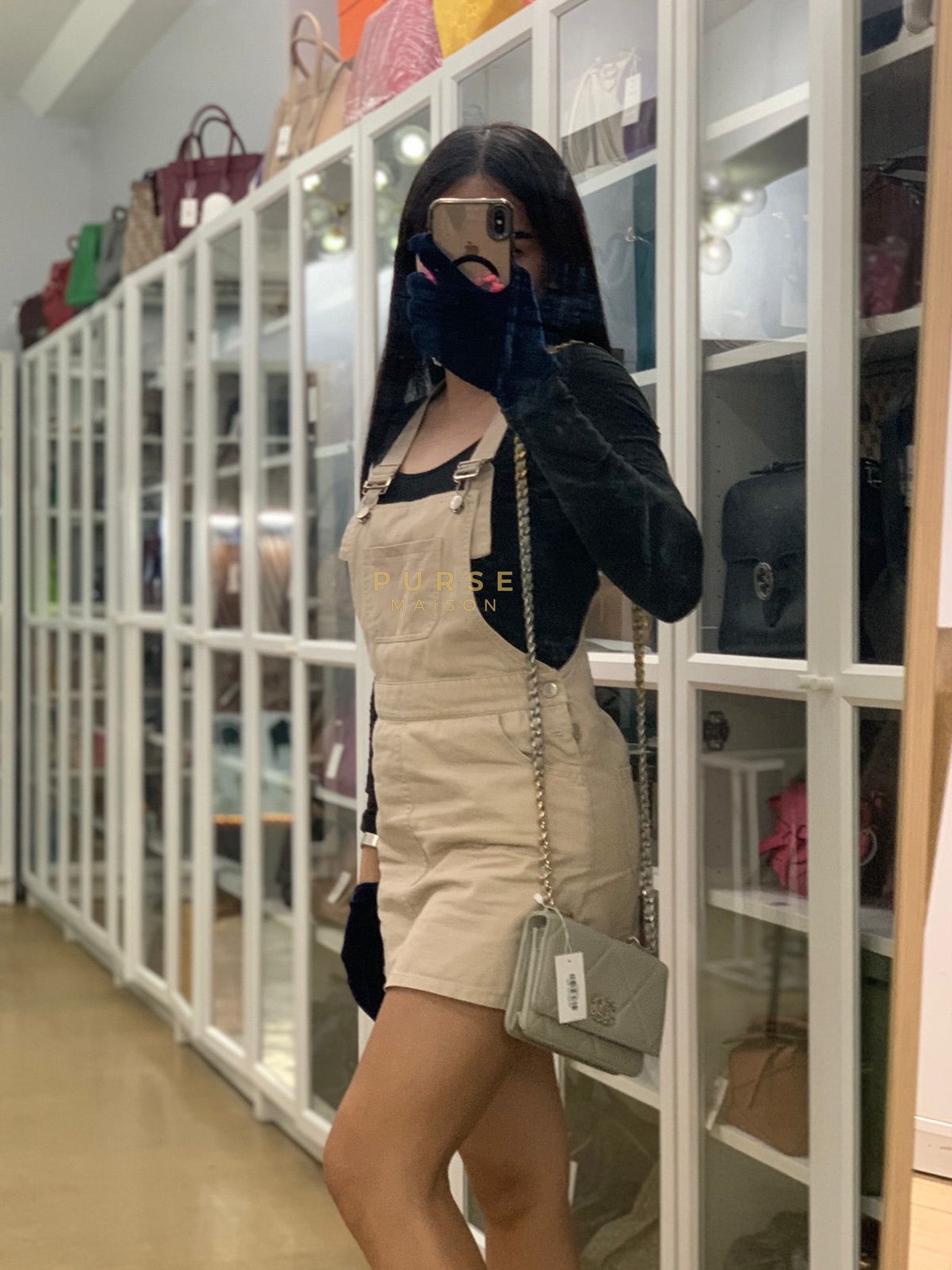 19 Wallet on Chain Light Gray in Mixed Hardware (Microchip) | Purse Maison Luxury Bags Shop