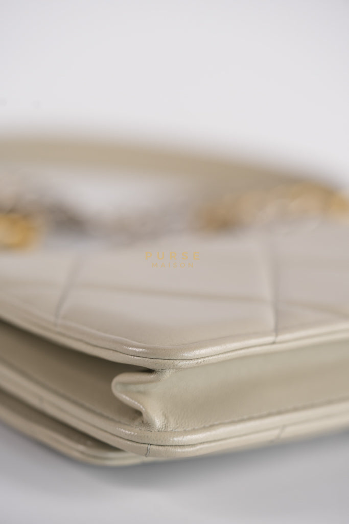 19 Wallet on Chain Light Gray in Mixed Hardware (Microchip) | Purse Maison Luxury Bags Shop