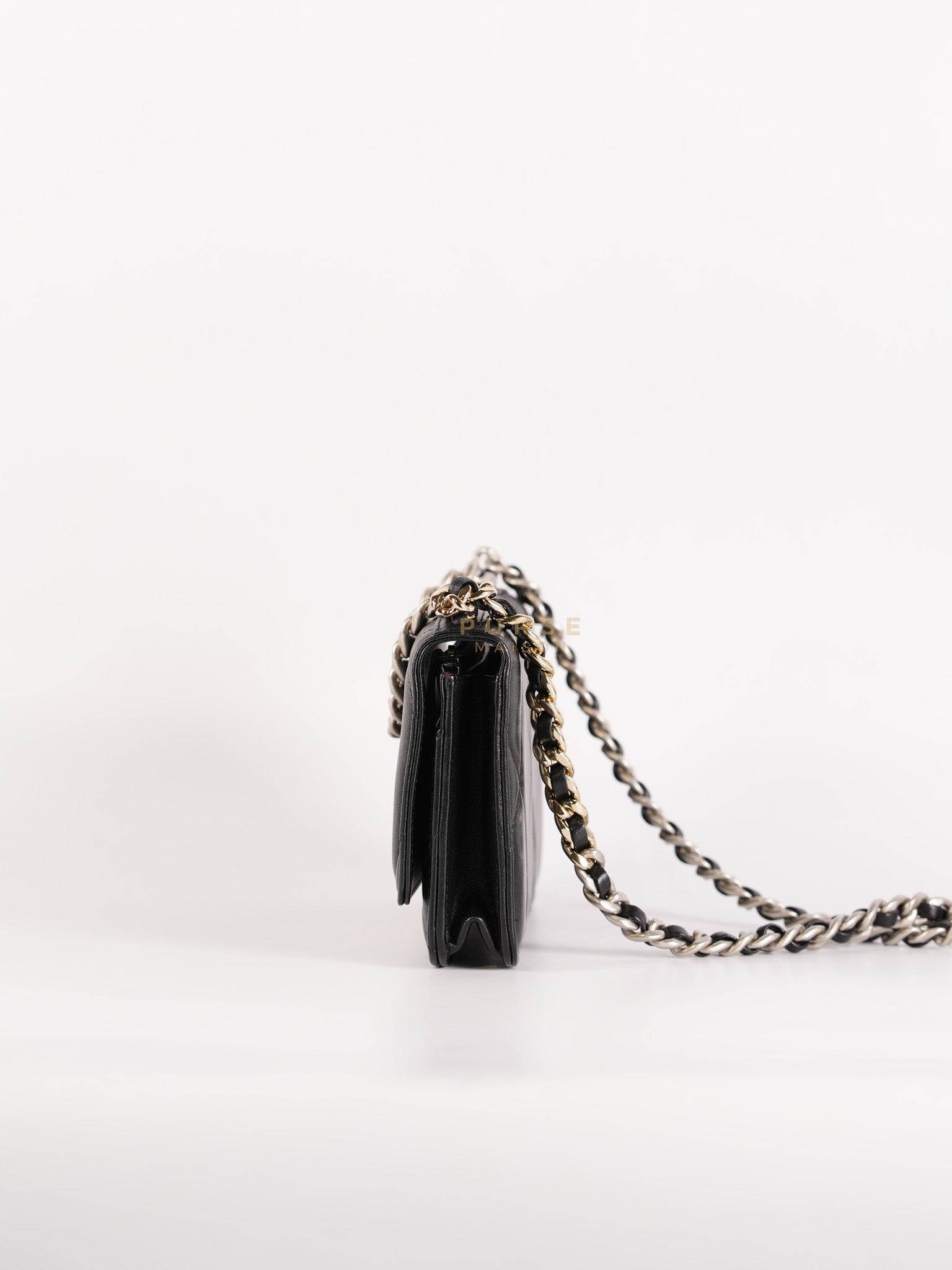 19 Wallet On Chain (WOC) in Black Lambskin Leather and Mix Hardware (Microchip) | Purse Maison Luxury Bags Shop