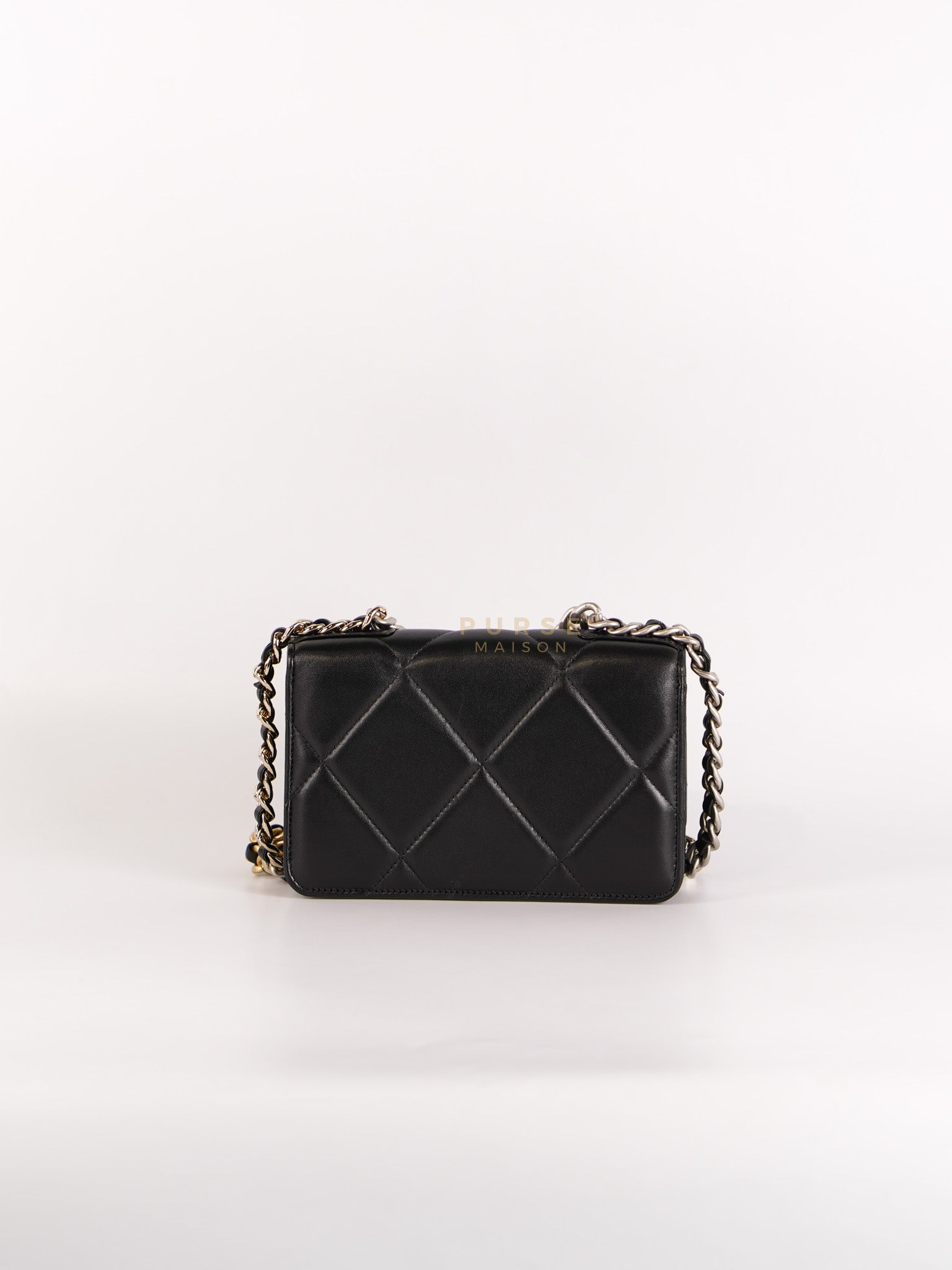 19 Wallet On Chain (WOC) in Black Lambskin Leather and Mix Hardware (Microchip) | Purse Maison Luxury Bags Shop