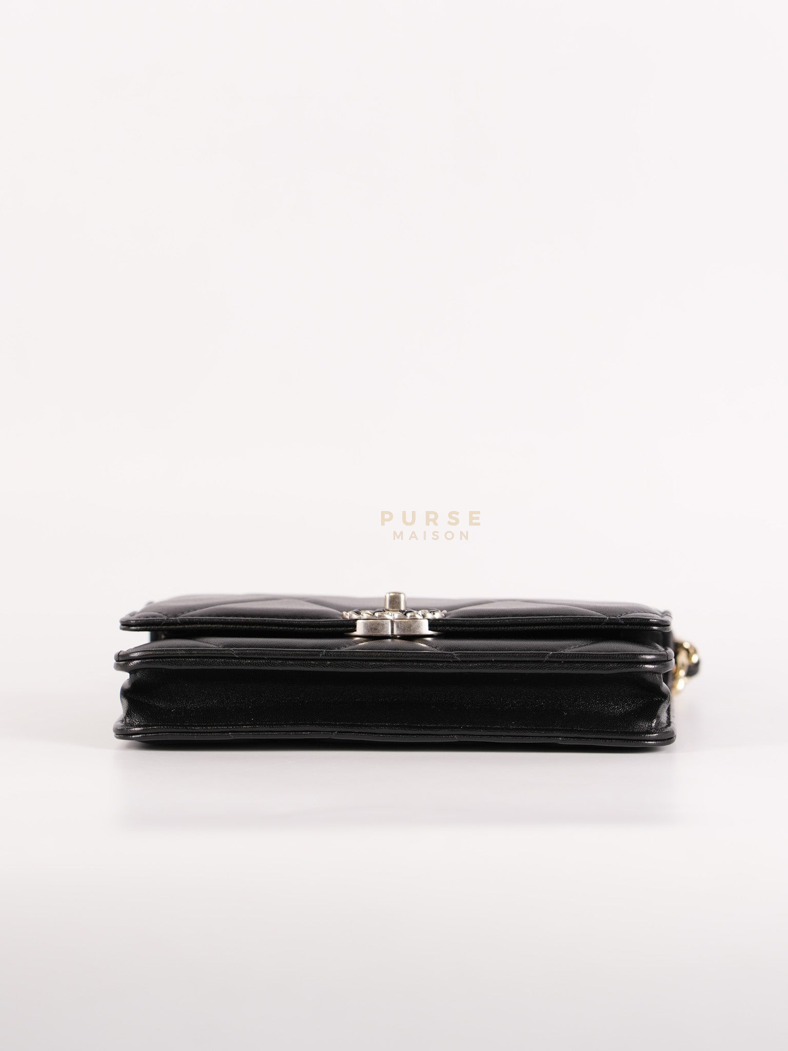 19 Wallet On Chain (WOC) in Black Lambskin Leather and Mix Hardware (Microchip) | Purse Maison Luxury Bags Shop