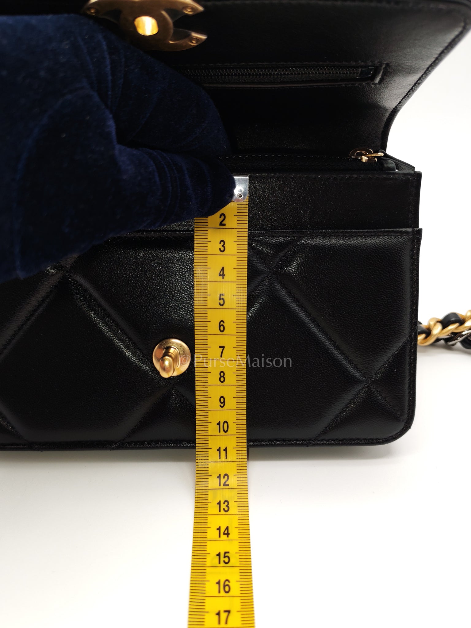 19 Wallet on Chain (WOC) in Black Lambskin Mix Hardware Microchip | Purse Maison Luxury Bags Shop