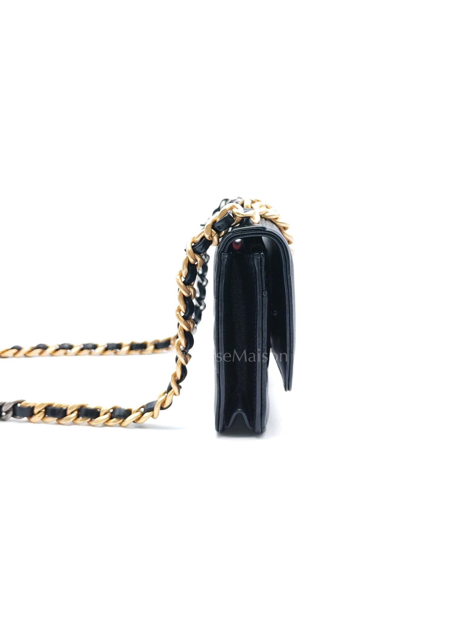 19 Wallet on Chain (WOC) in Black Lambskin Mix Hardware Microchip | Purse Maison Luxury Bags Shop