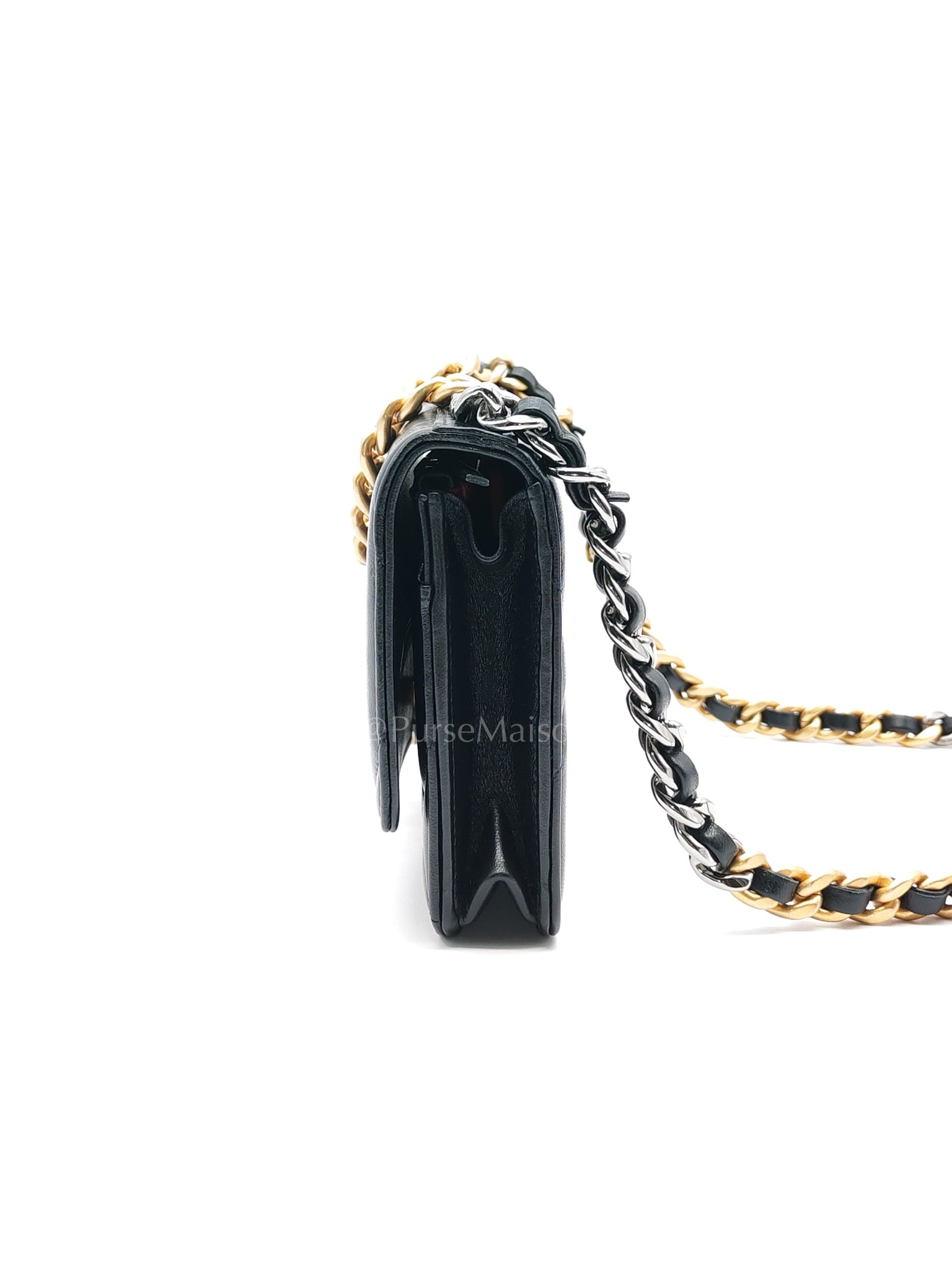 19 Wallet on Chain (WOC) in Black Lambskin Mix Hardware Microchip | Purse Maison Luxury Bags Shop