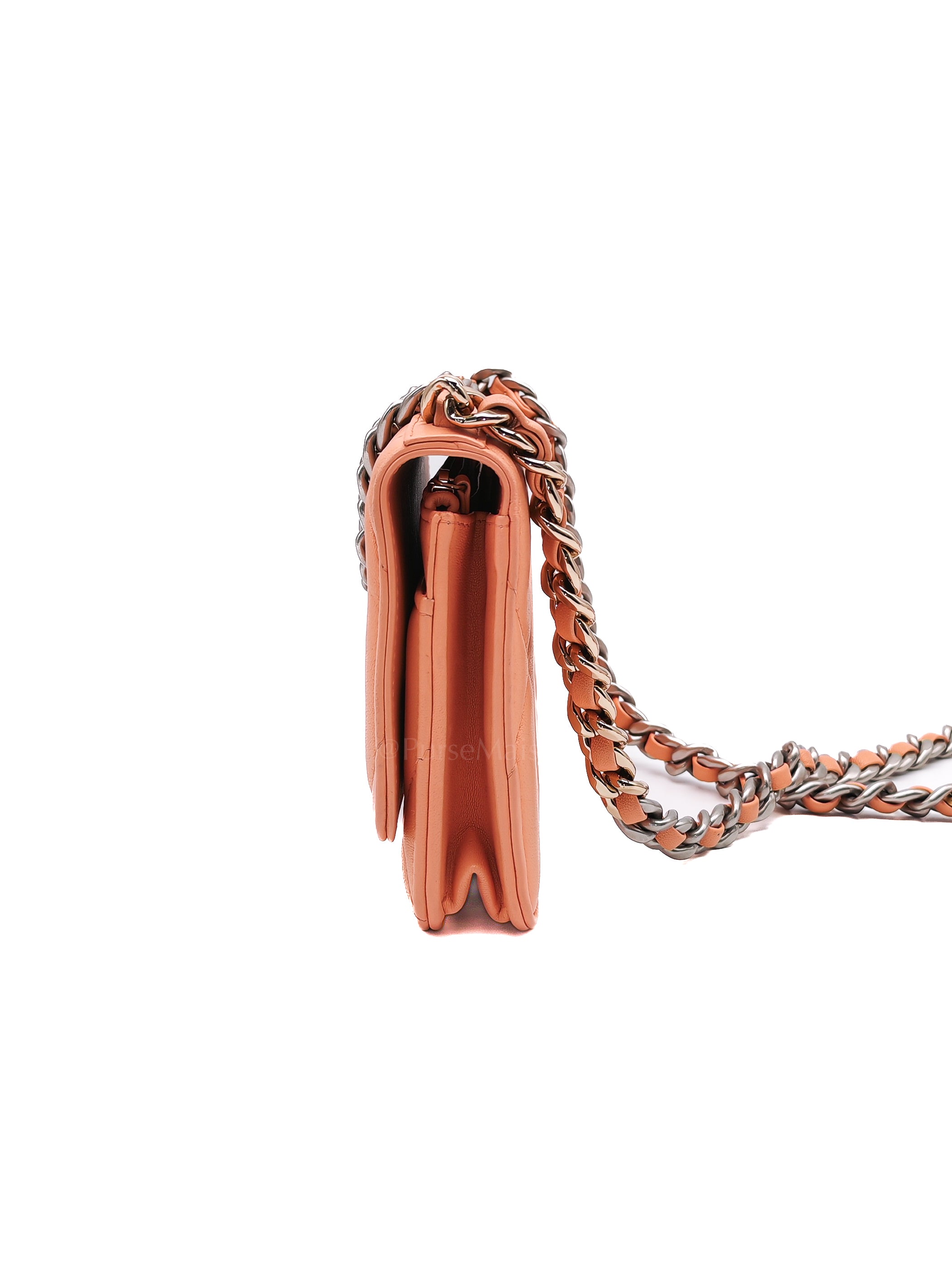 19 Wallet on Chain(WOC) in Pink Salmon Lambskin Mix Hardware Lambskin Leather (Microchip) | Purse Maison Luxury Bags Shop