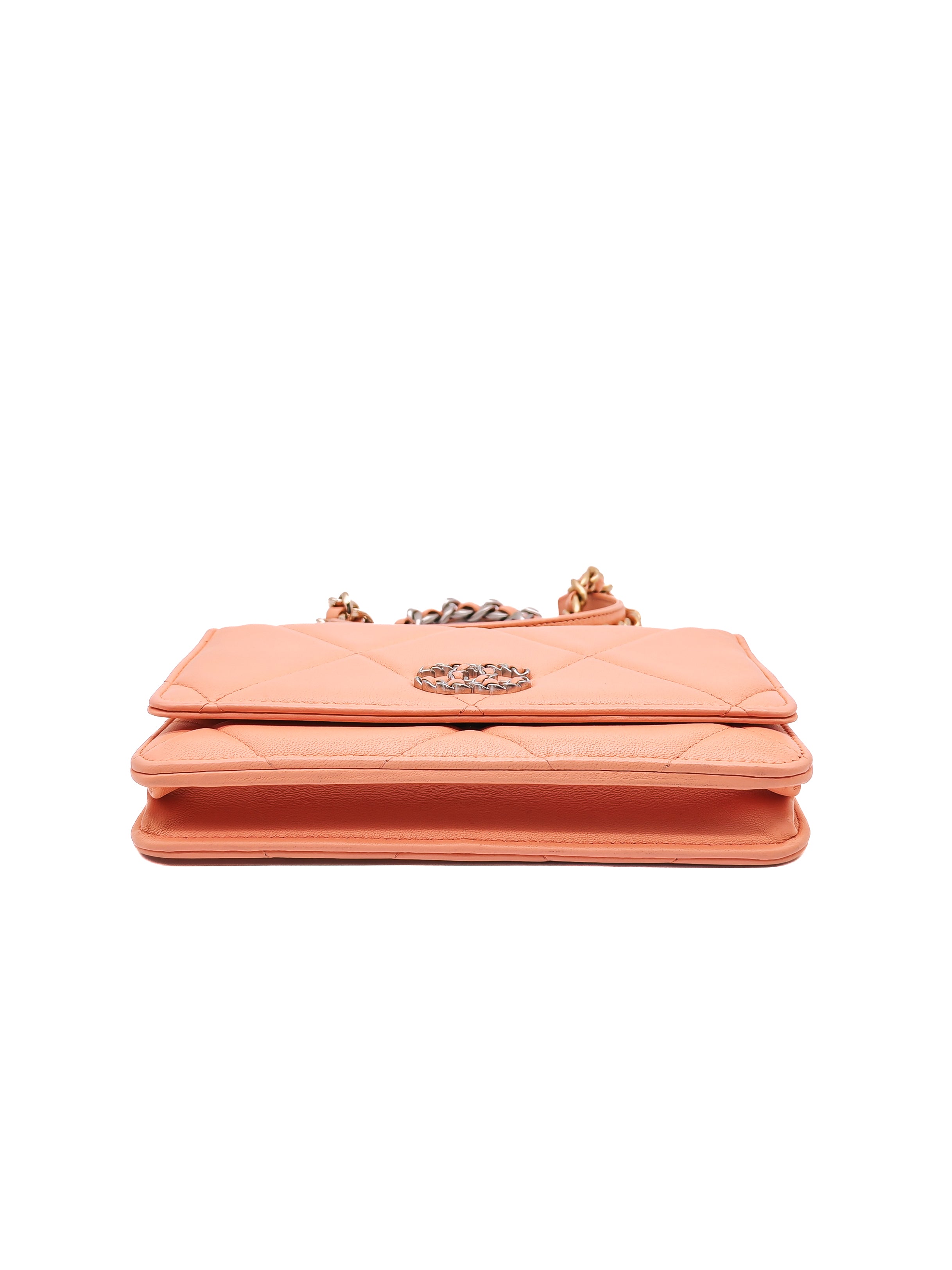 19 Wallet on Chain(WOC) in Pink Salmon Lambskin Mix Hardware Lambskin Leather (Microchip) | Purse Maison Luxury Bags Shop