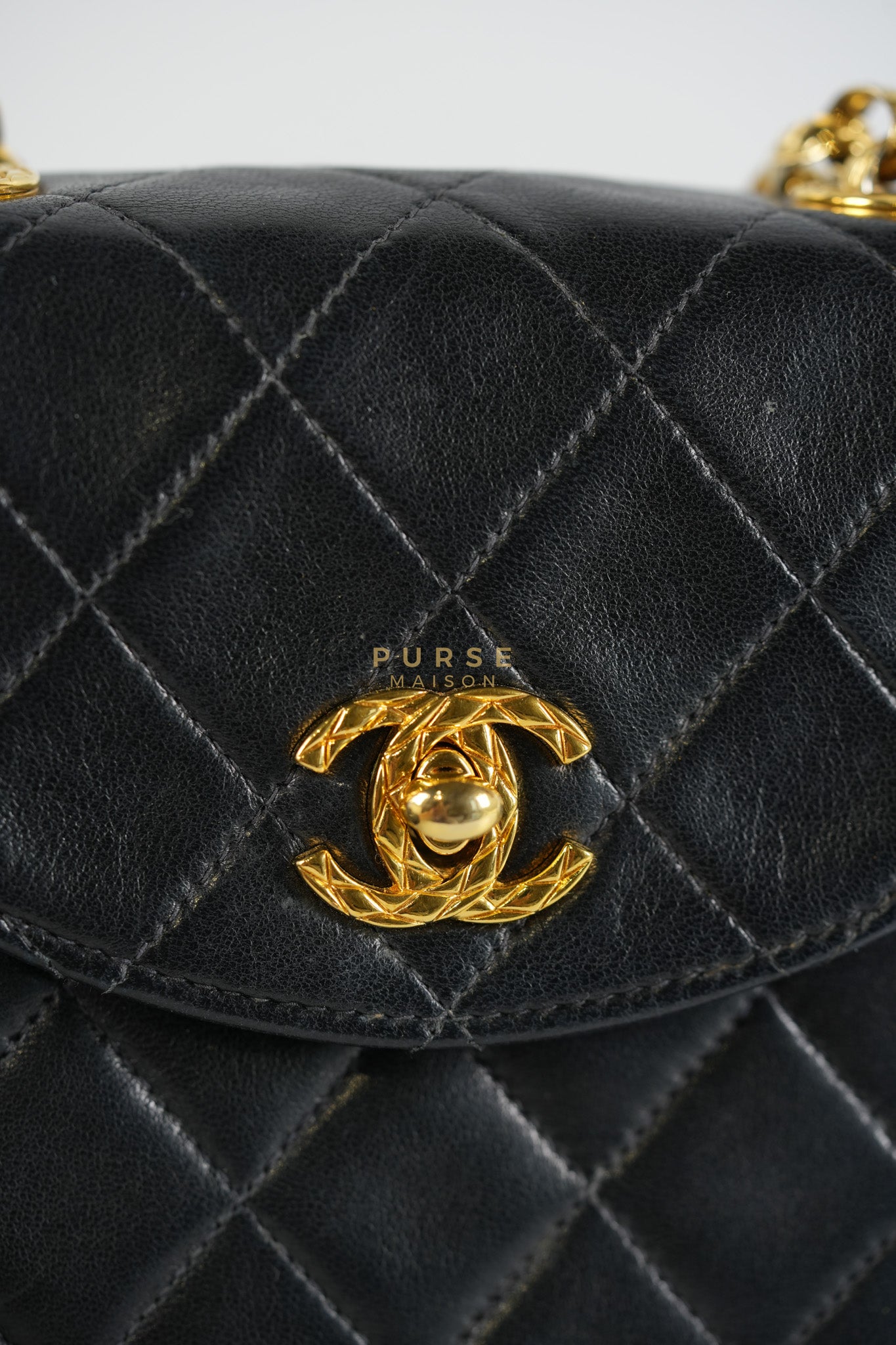 1992 Diamond Mini Bag in Black Quilted Lambskin Leather & Gold Hardware Series 23 | Purse Maison Luxury Bags Shop