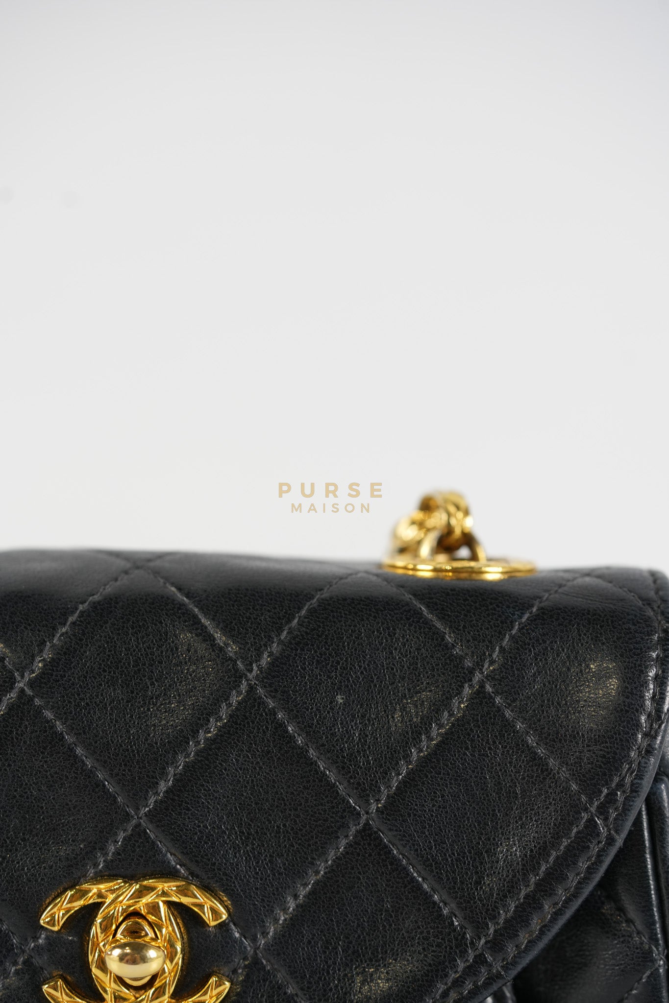1992 Diamond Mini Bag in Black Quilted Lambskin Leather & Gold Hardware Series 23 | Purse Maison Luxury Bags Shop