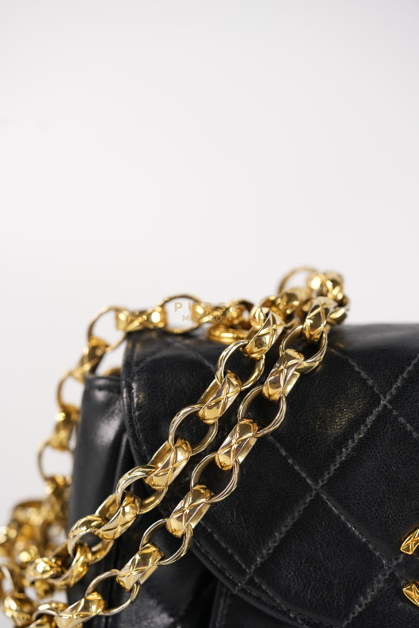 1992 Diamond Mini Bag in Black Quilted Lambskin Leather & Gold Hardware Series 23 | Purse Maison Luxury Bags Shop