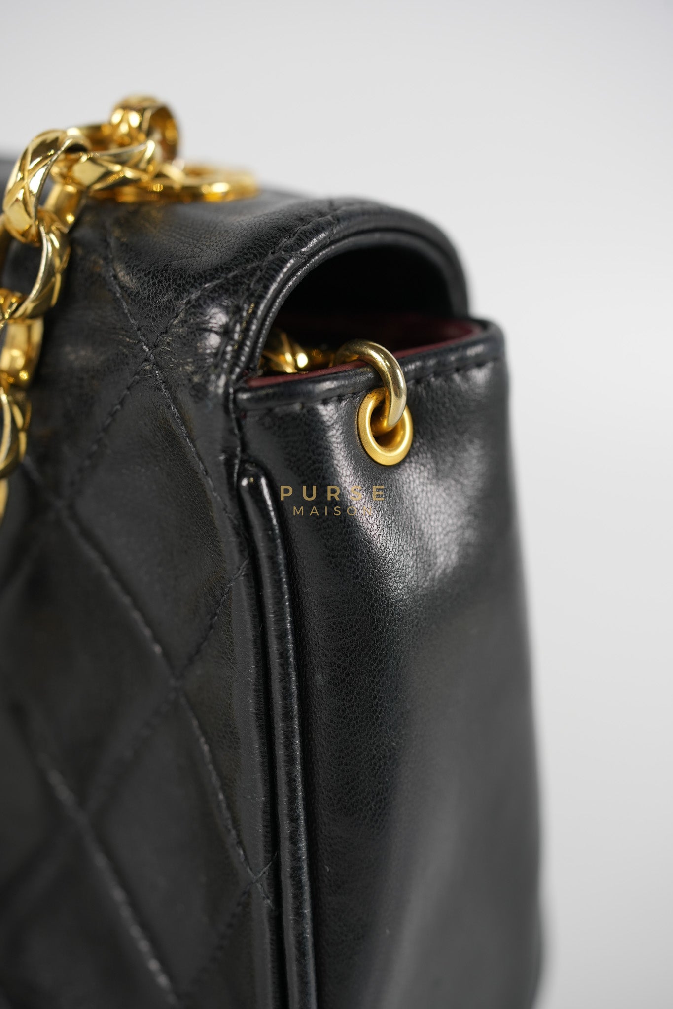 1992 Diamond Mini Bag in Black Quilted Lambskin Leather & Gold Hardware Series 23 | Purse Maison Luxury Bags Shop