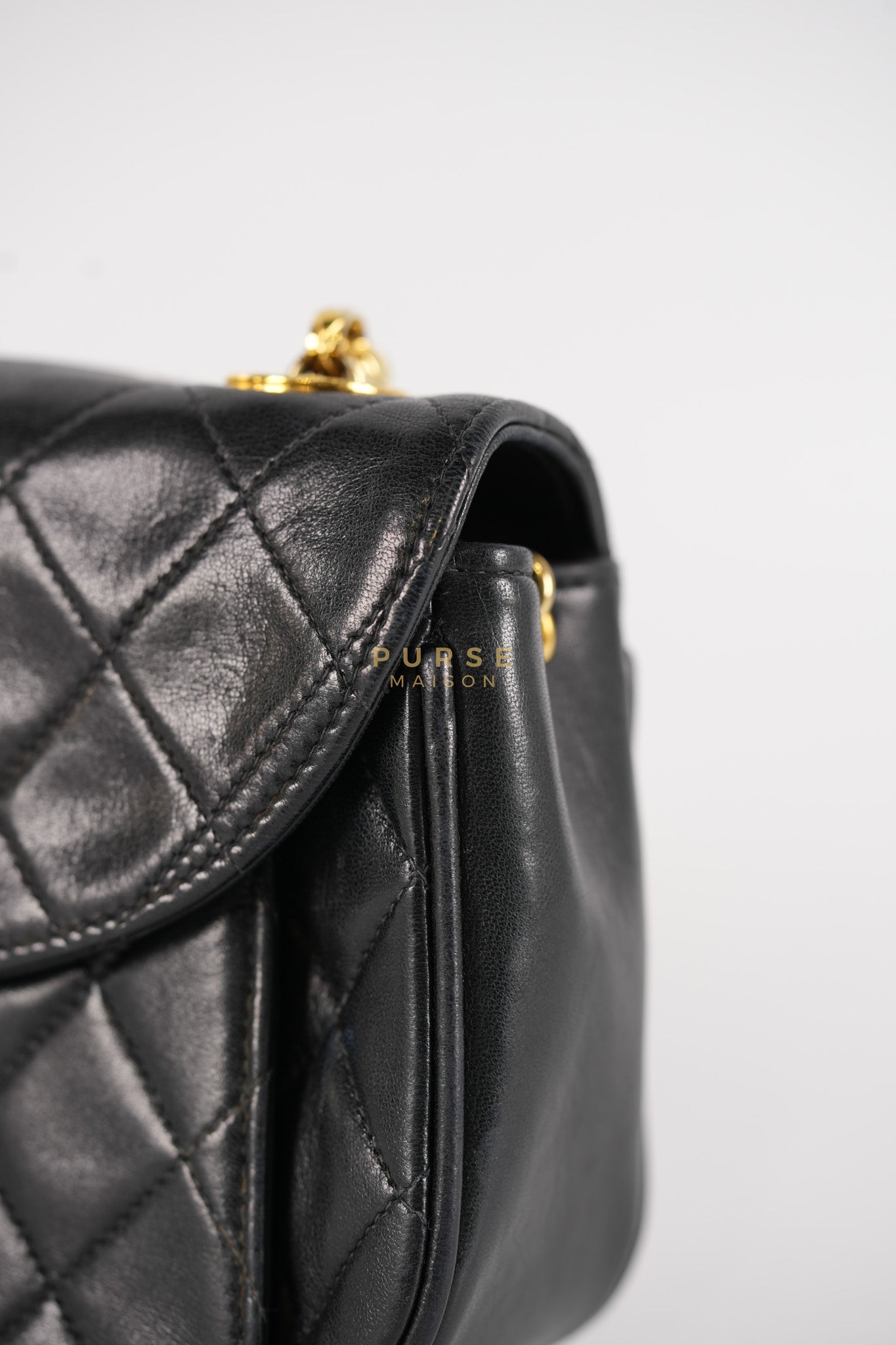 1992 Diamond Mini Bag in Black Quilted Lambskin Leather & Gold Hardware Series 23 | Purse Maison Luxury Bags Shop