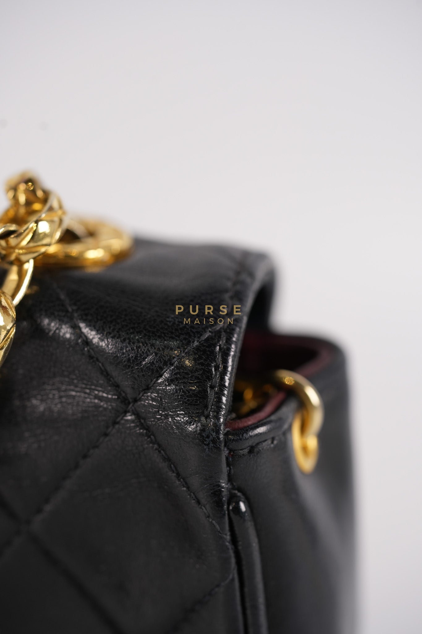 1992 Diamond Mini Bag in Black Quilted Lambskin Leather & Gold Hardware Series 23 | Purse Maison Luxury Bags Shop