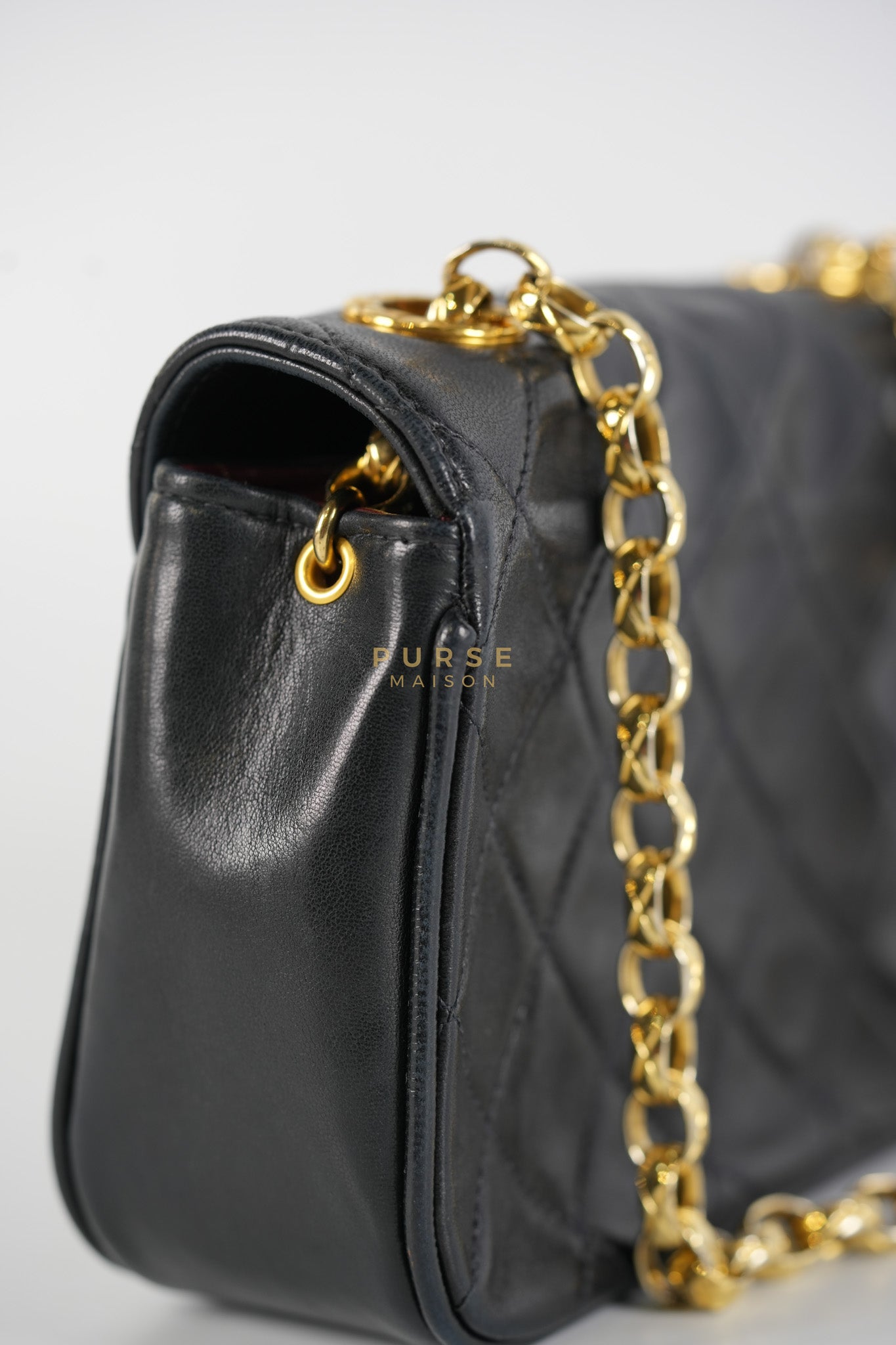 1992 Diamond Mini Bag in Black Quilted Lambskin Leather & Gold Hardware Series 23 | Purse Maison Luxury Bags Shop