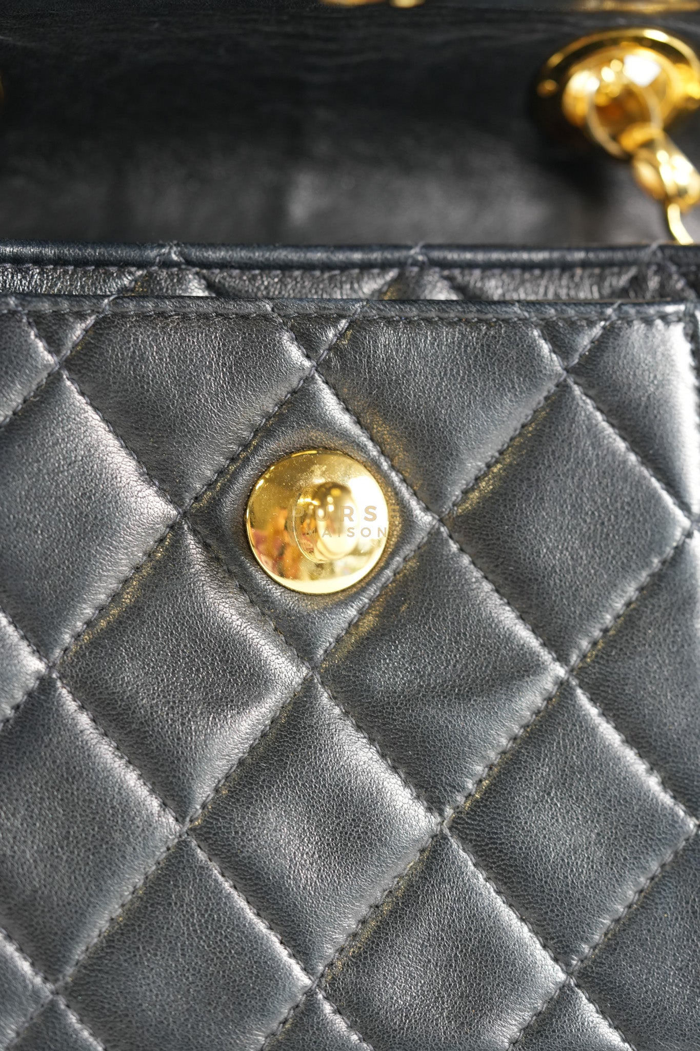 1992 Diamond Mini Bag in Black Quilted Lambskin Leather & Gold Hardware Series 23 | Purse Maison Luxury Bags Shop