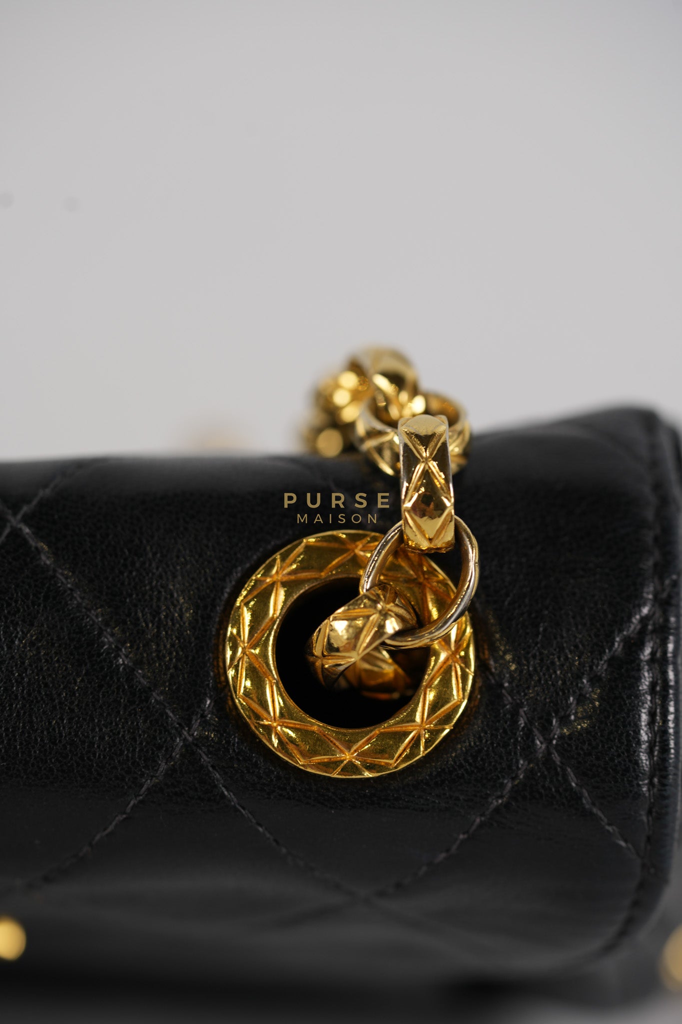 1992 Diamond Mini Bag in Black Quilted Lambskin Leather & Gold Hardware Series 23 | Purse Maison Luxury Bags Shop