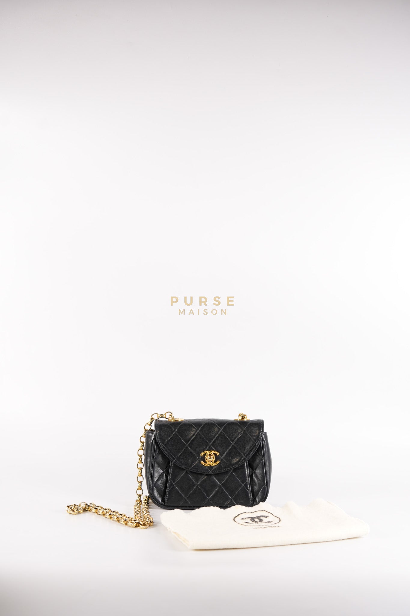 1992 Diamond Mini Bag in Black Quilted Lambskin Leather & Gold Hardware Series 23 | Purse Maison Luxury Bags Shop