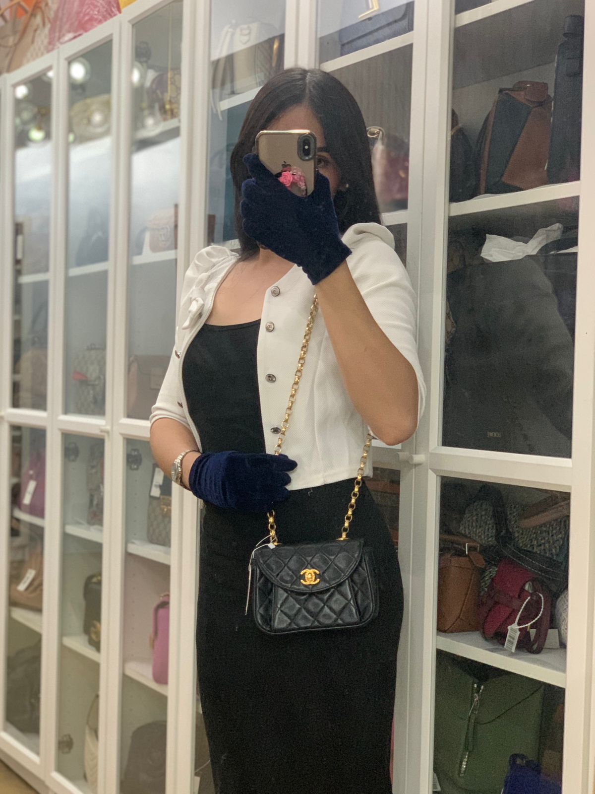 1992 Diamond Mini Bag in Black Quilted Lambskin Leather & Gold Hardware Series 23 | Purse Maison Luxury Bags Shop