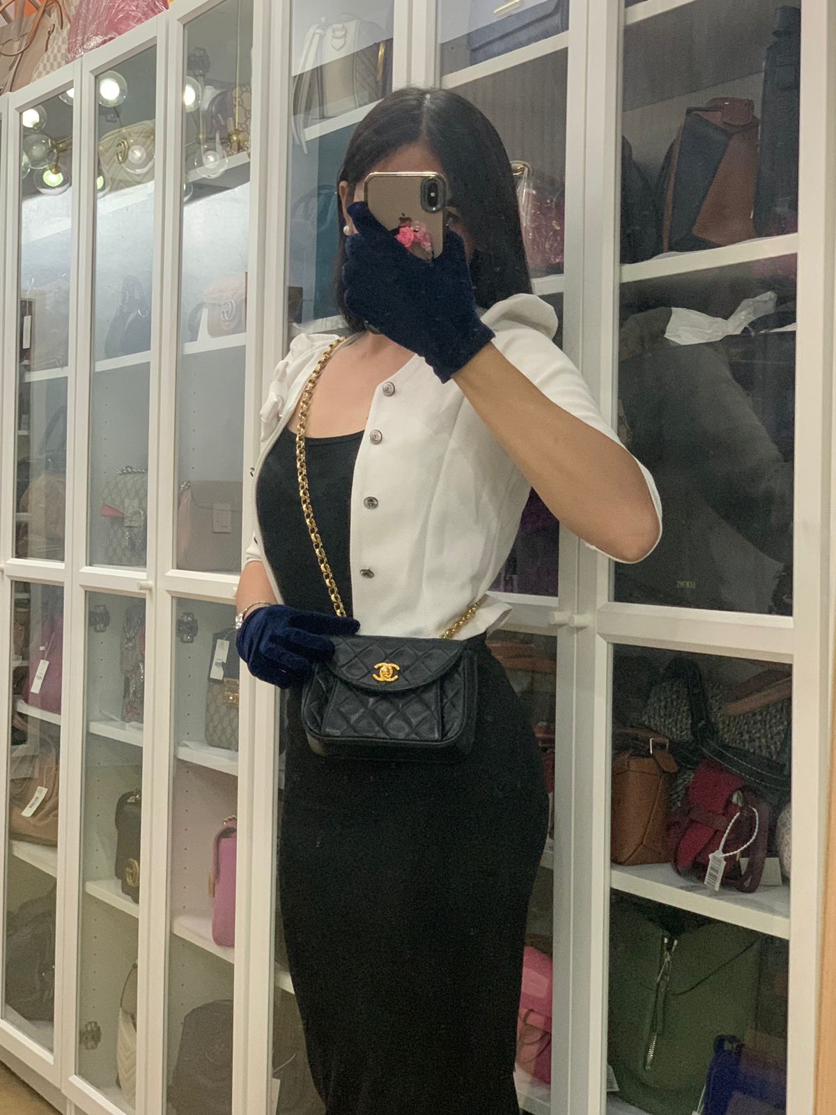 1992 Diamond Mini Bag in Black Quilted Lambskin Leather & Gold Hardware Series 23 | Purse Maison Luxury Bags Shop