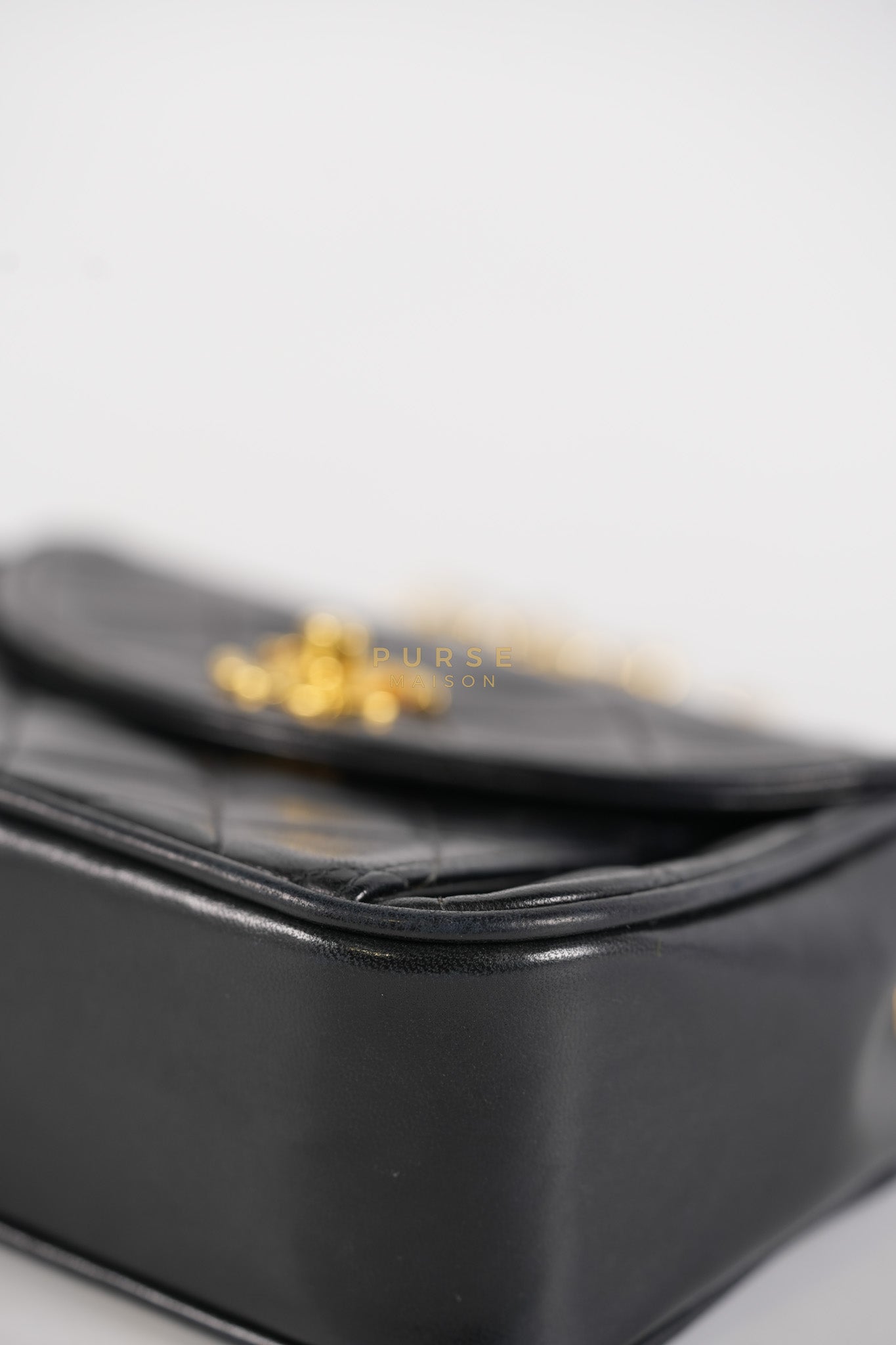 1992 Diamond Mini Bag in Black Quilted Lambskin Leather & Gold Hardware Series 23 | Purse Maison Luxury Bags Shop