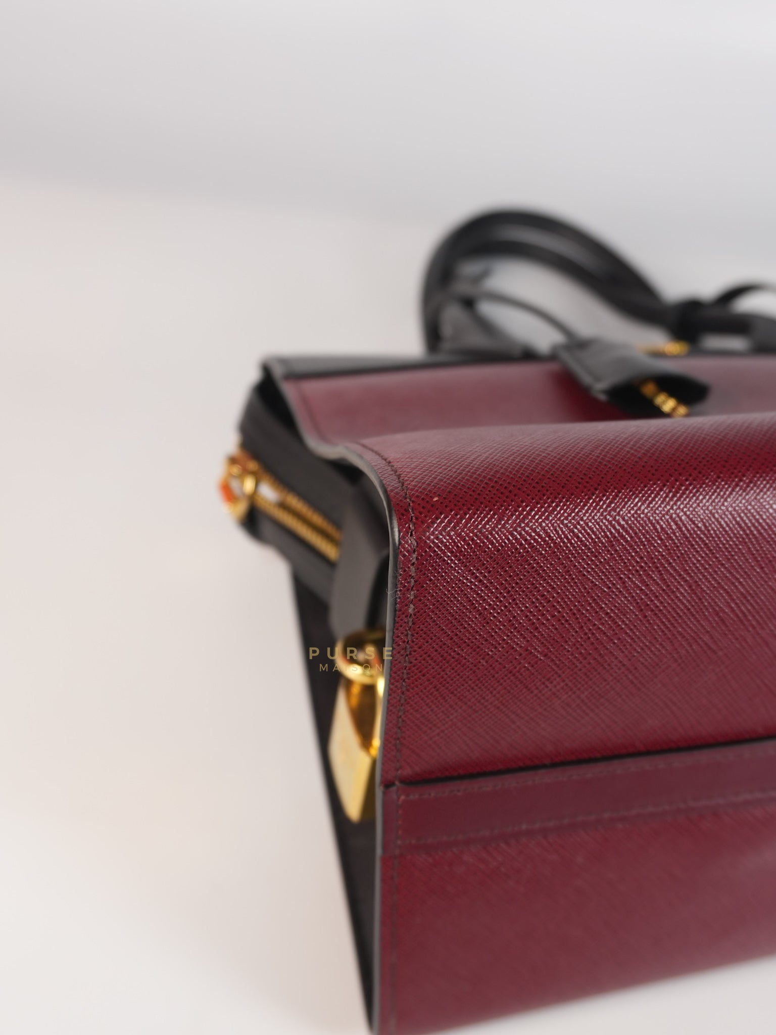 1BA046 City Esplanade Medium Bicolor (Cerise/Nero) Saffiano Tote Bag | Purse Maison Luxury Bags Shop