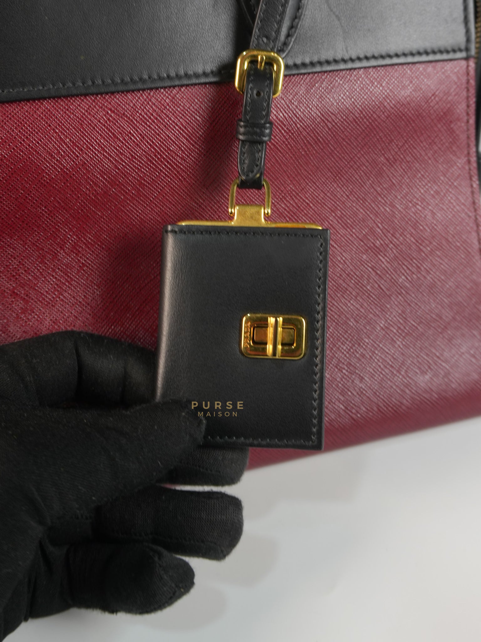 1BA046 City Esplanade Medium Bicolor (Cerise/Nero) Saffiano Tote Bag | Purse Maison Luxury Bags Shop