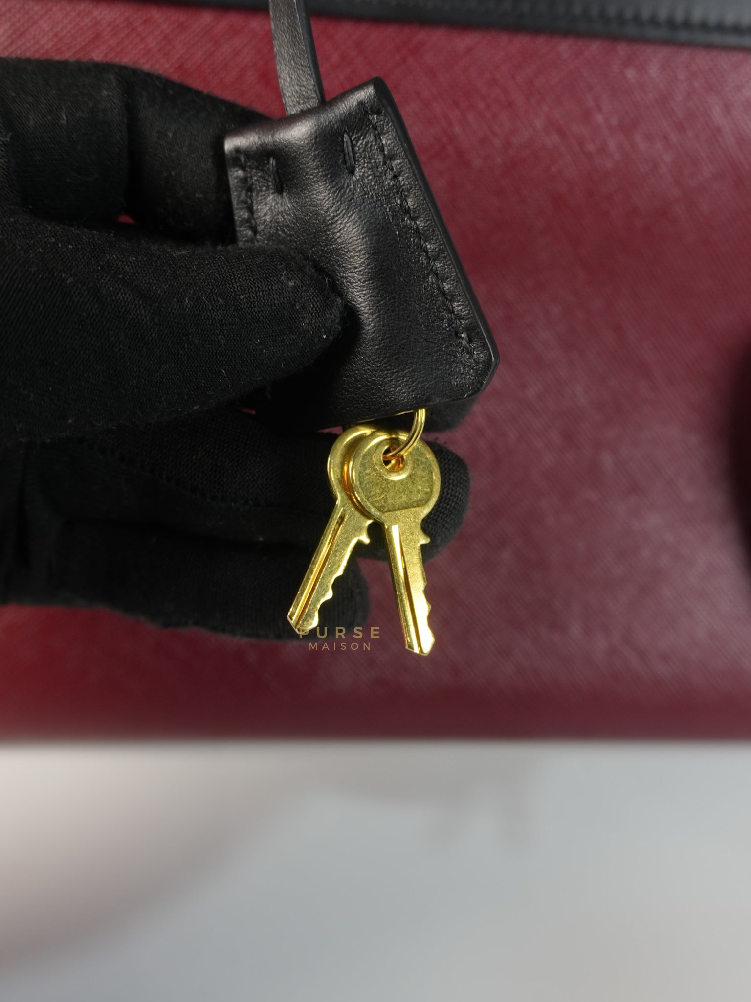 1BA046 City Esplanade Medium Bicolor (Cerise/Nero) Saffiano Tote Bag | Purse Maison Luxury Bags Shop