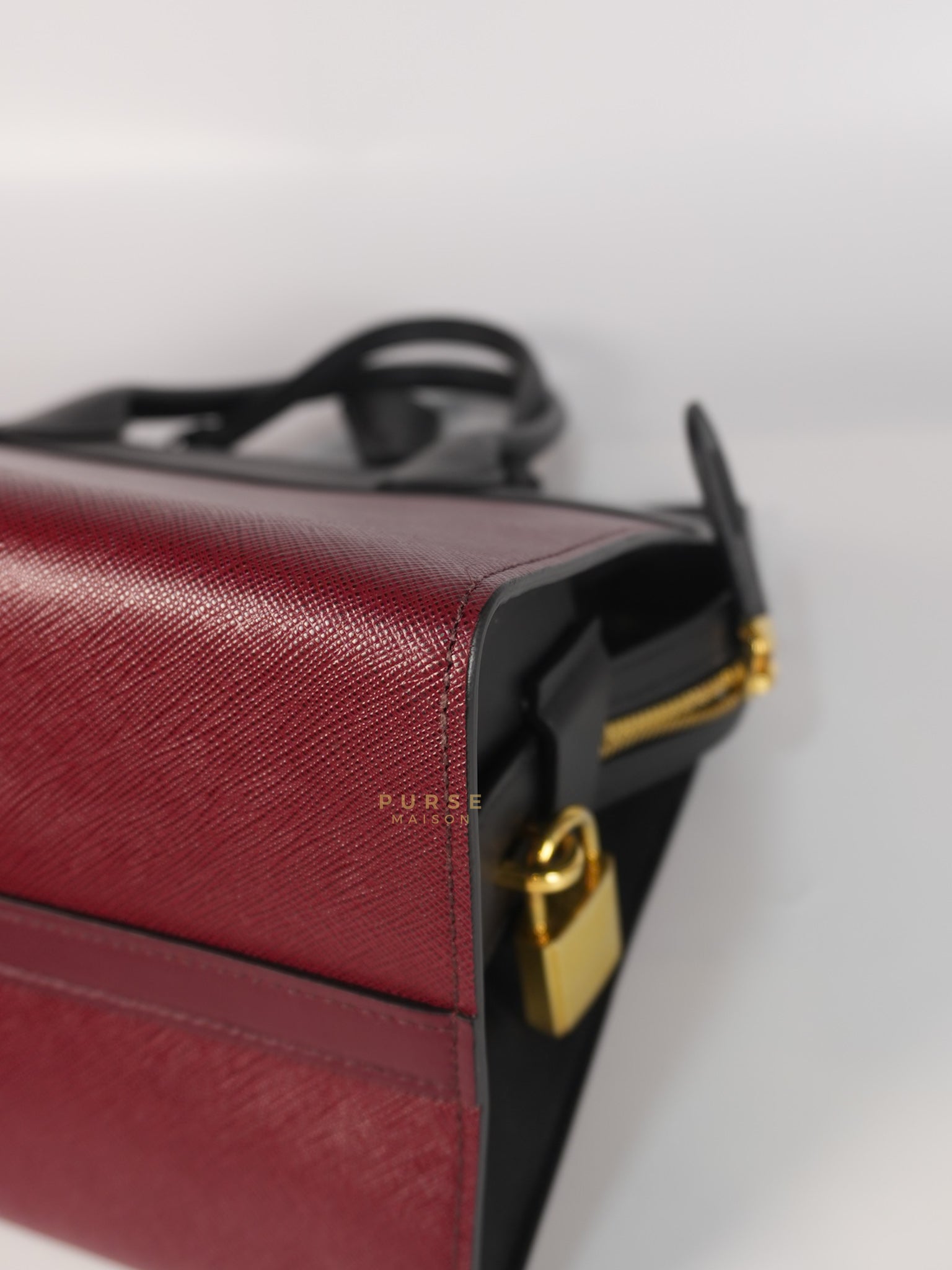 1BA046 City Esplanade Medium Bicolor (Cerise/Nero) Saffiano Tote Bag | Purse Maison Luxury Bags Shop