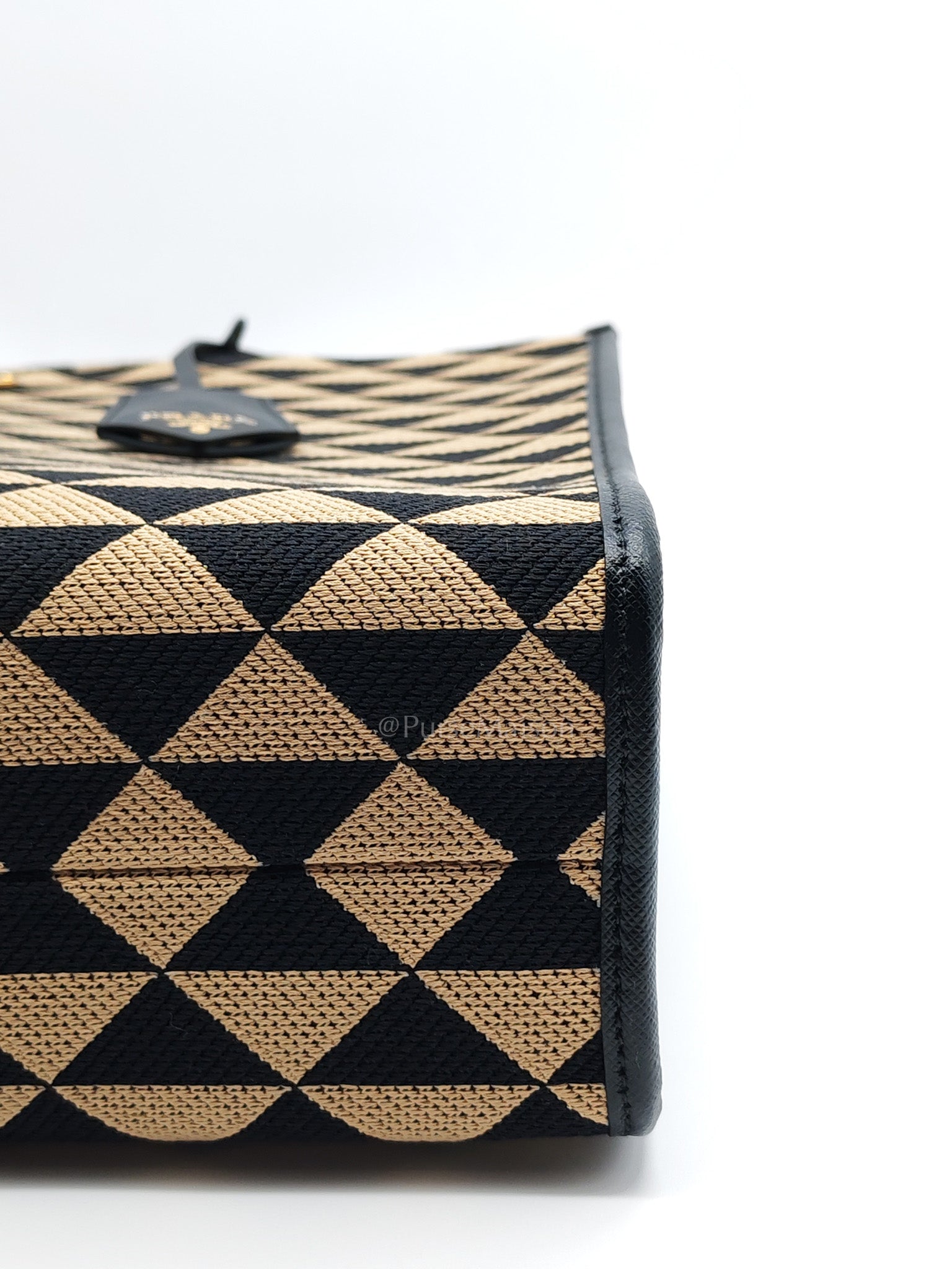 1BA356 Jacquard Triangolo Symbole Canvas Tote Bag | Purse Maison Luxury Bags Shop